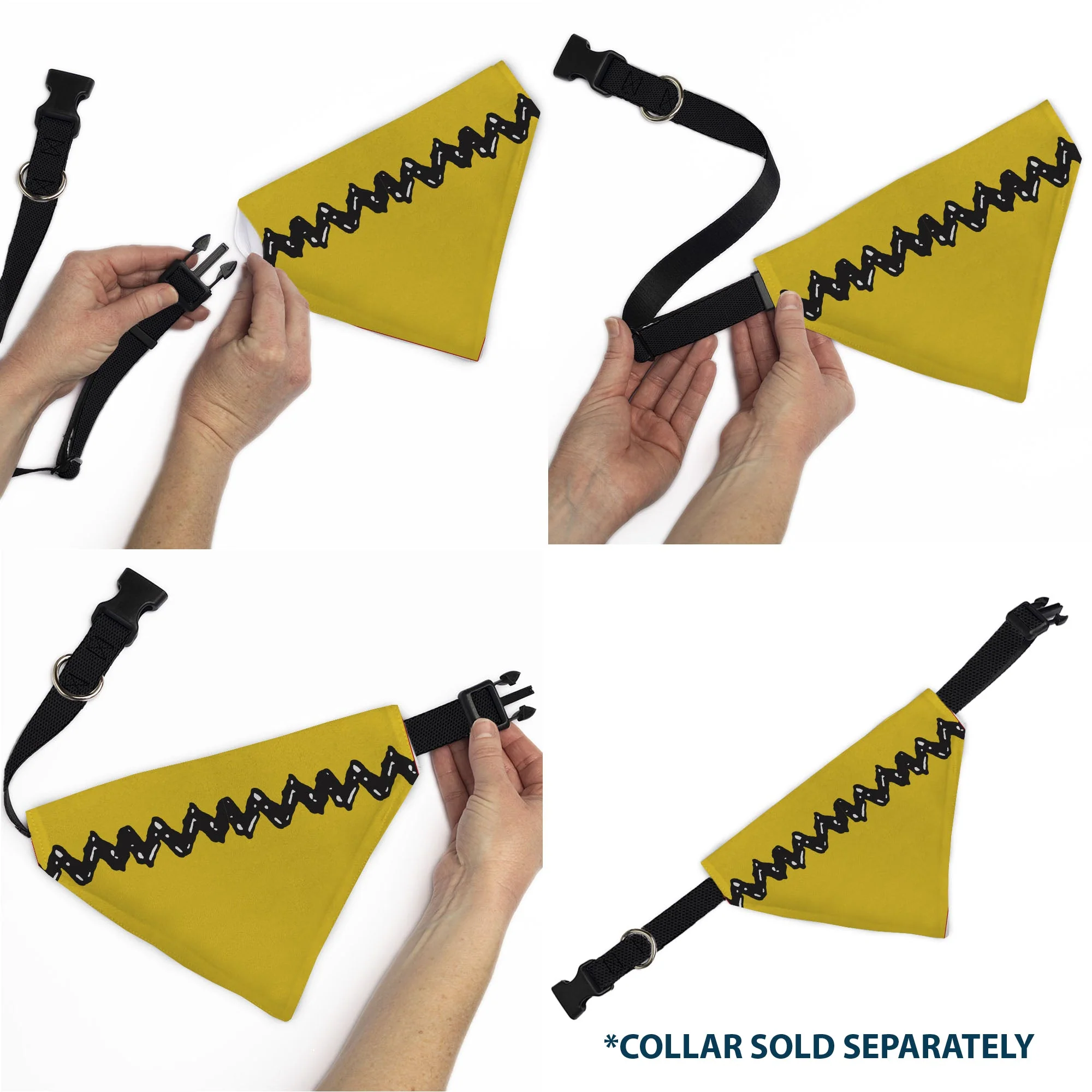 Pet Bandana - Peanuts Charlie Brown Zig Zag Stripe Yellow/Black - Image 6