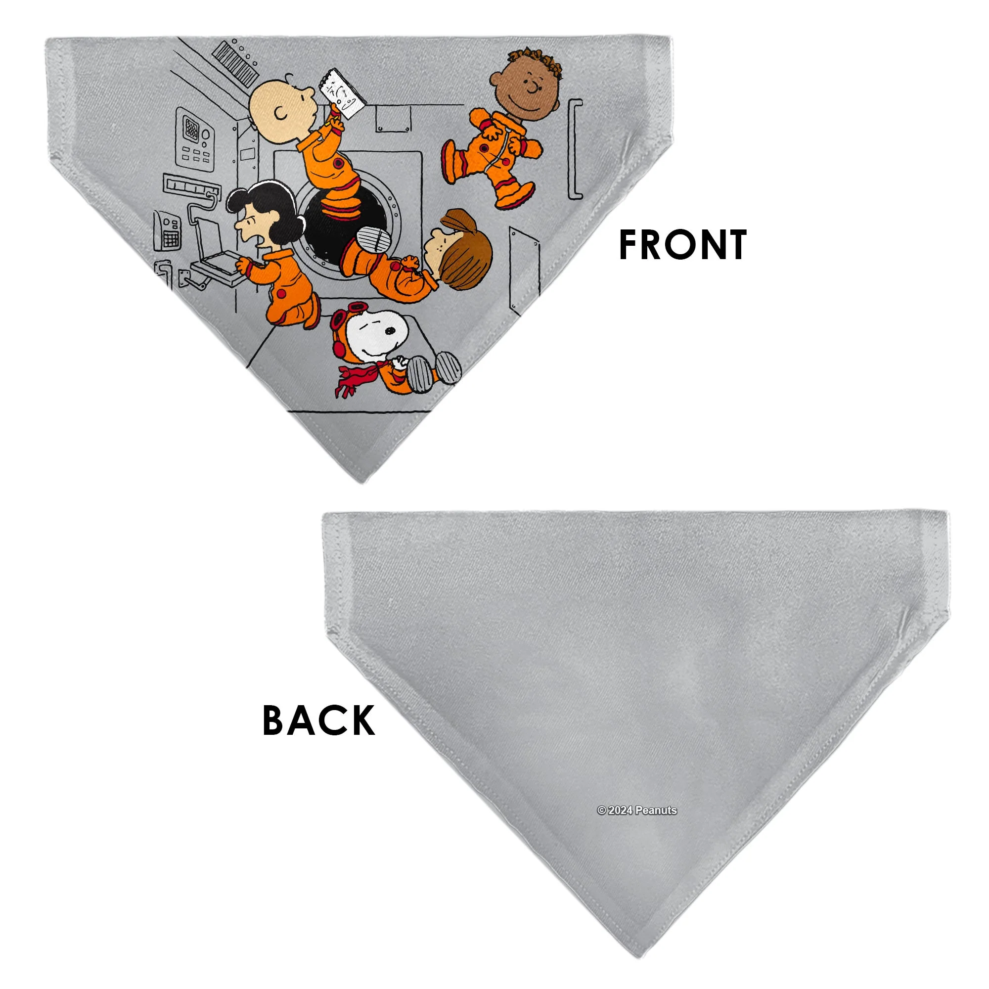 Pet Bandana - Peanuts Gang Floating Astronauts Group Pose Gray - Image 3