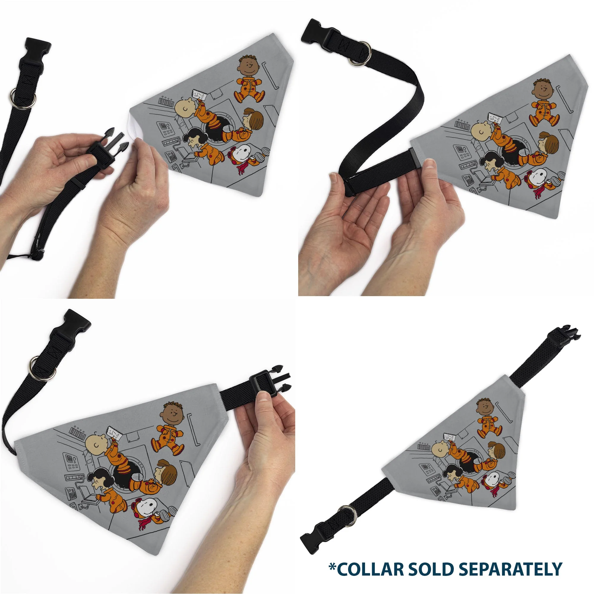 Pet Bandana - Peanuts Gang Floating Astronauts Group Pose Gray - Image 6