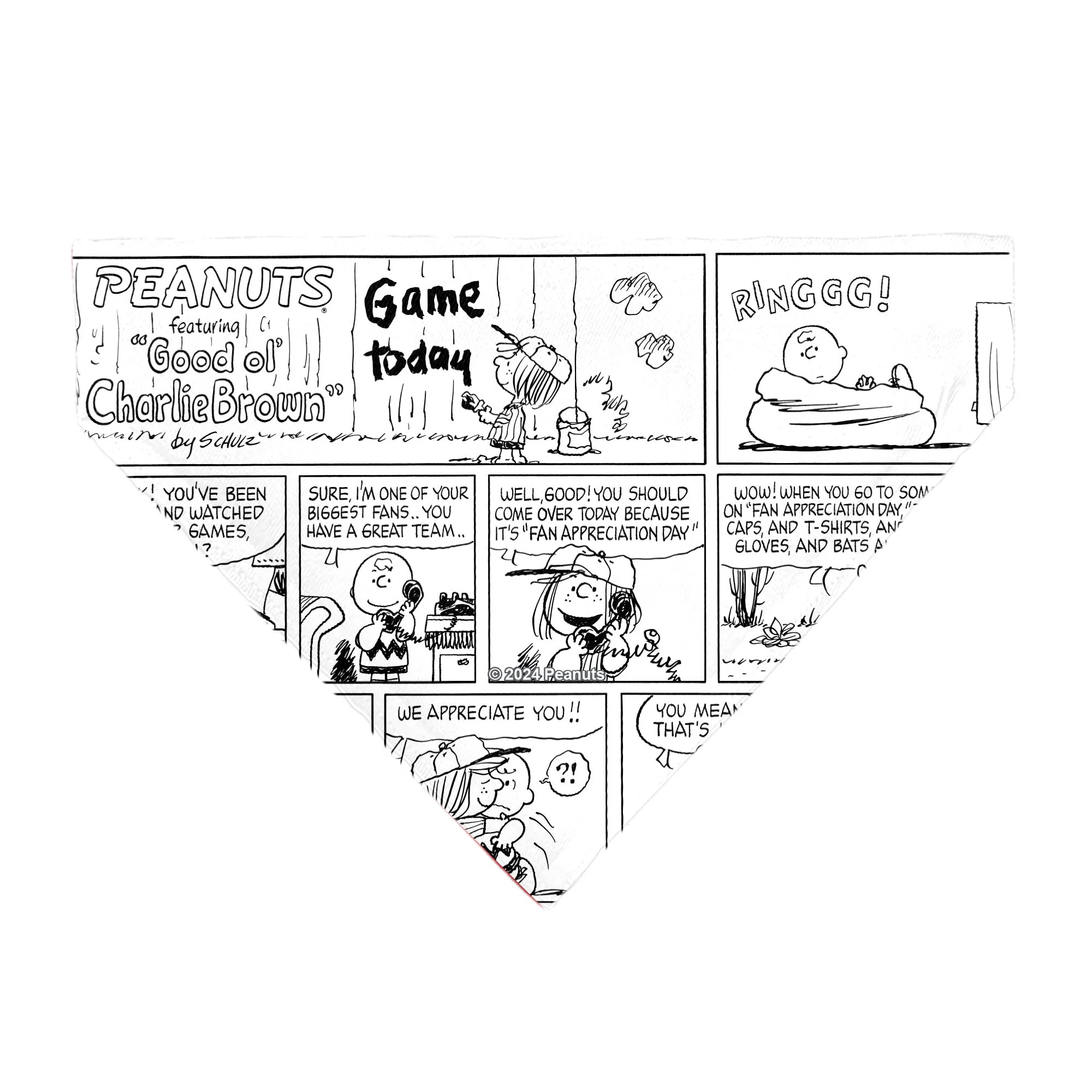 Pet Bandana - PEANUTS Good Ol Charlie Brown Comic Scene Blocks White/Black - Image 2