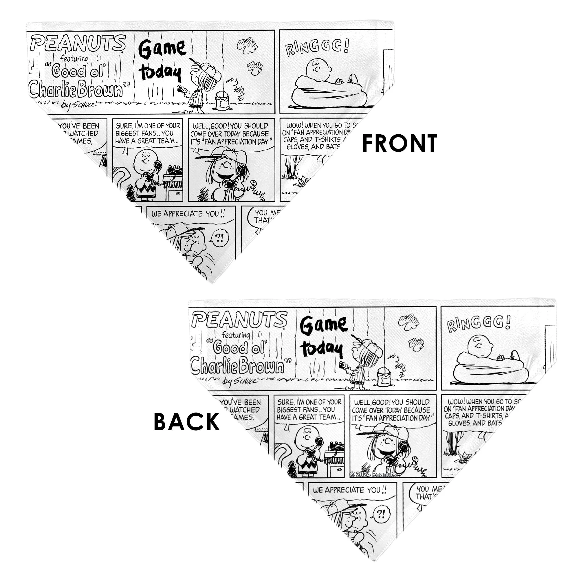 Pet Bandana - PEANUTS Good Ol Charlie Brown Comic Scene Blocks White/Black - Image 3