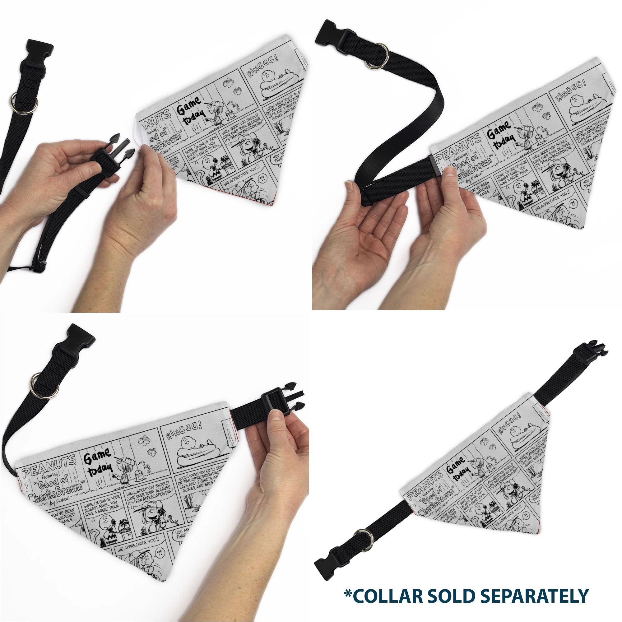 Pet Bandana - PEANUTS Good Ol Charlie Brown Comic Scene Blocks White/Black - Image 6