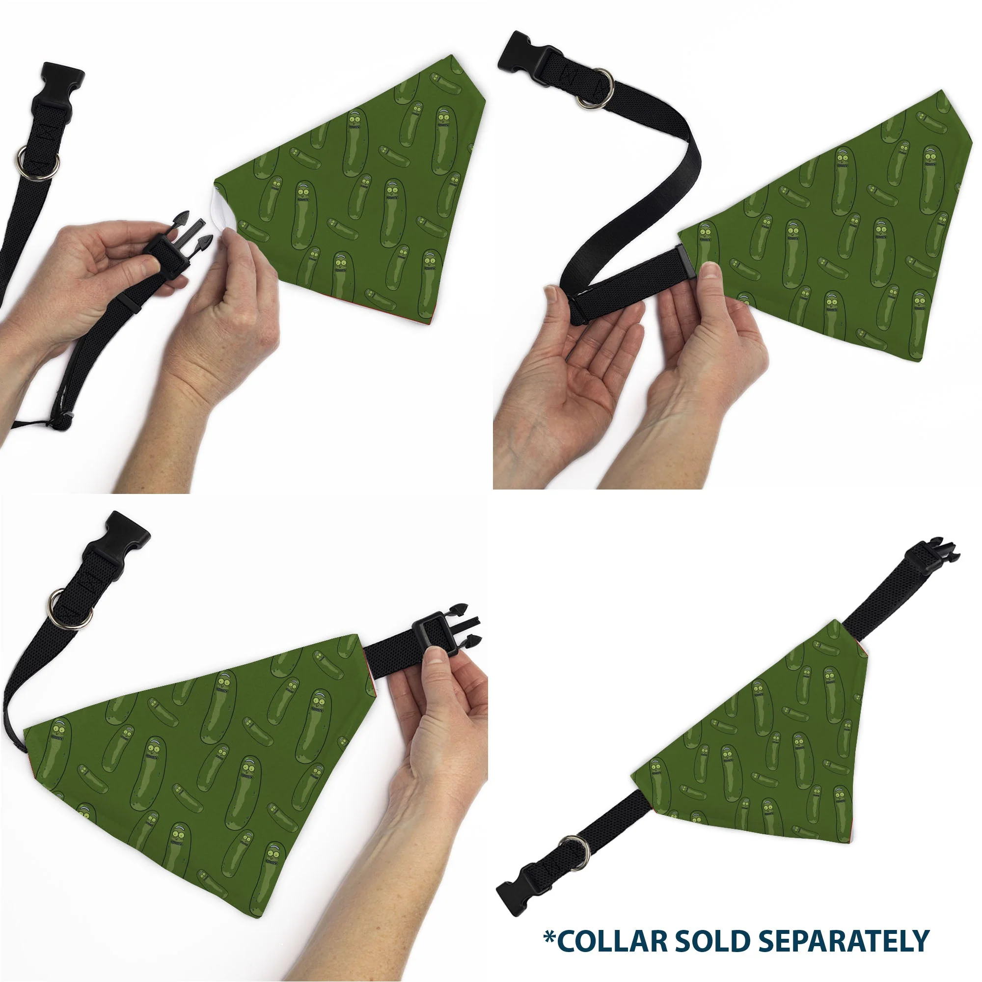 Pet Bandana - Rick and Morty Pickle Rick Pose Scattered Greens - Image 6