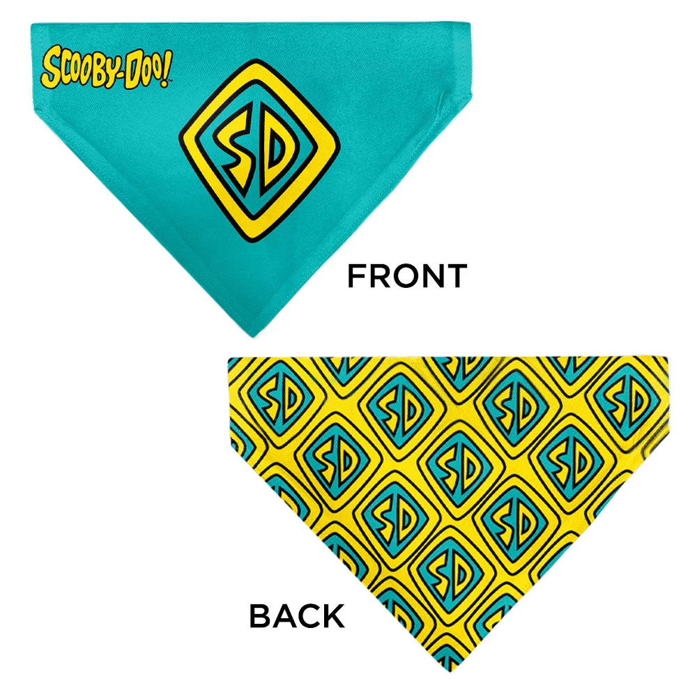 Pet Bandana - Scooby Doo Logo Centered and Collage Blue/Yellow - Image 3