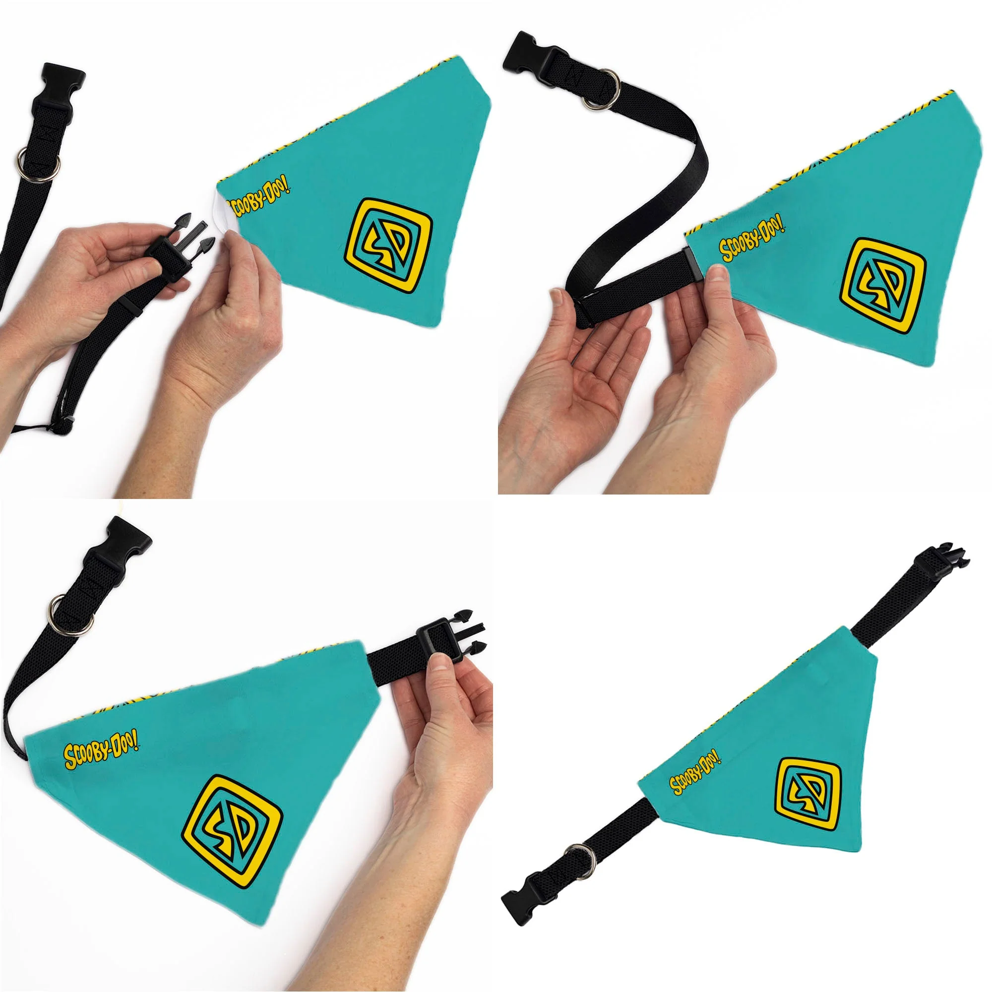 Pet Bandana - Scooby Doo Logo Centered and Collage Blue/Yellow - Image 6