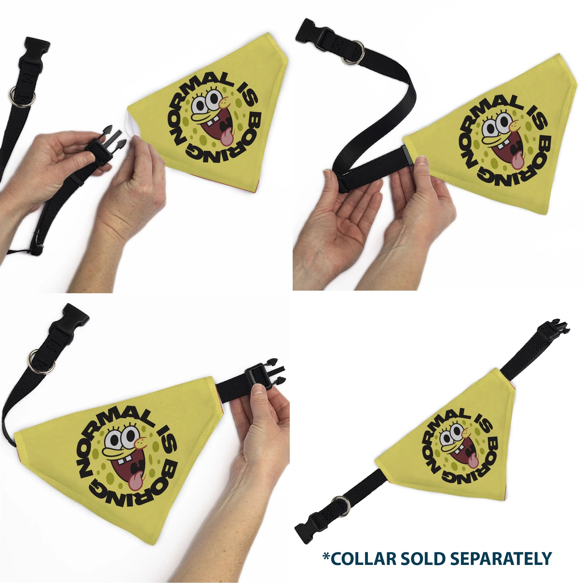 Pet Bandana - SpongeBob SquarePants NORMAL IS BORING Pose Yellows - Image 6
