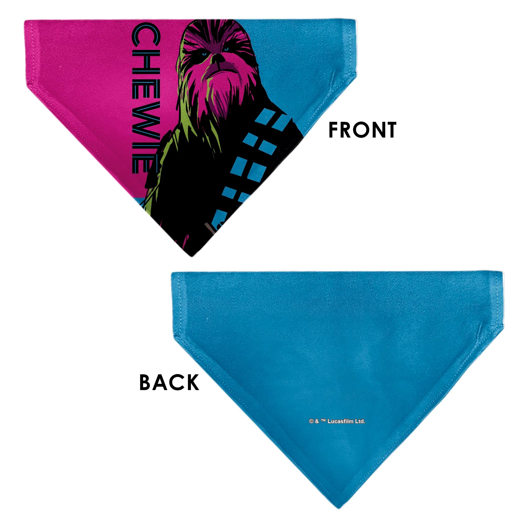 Pet Bandana - Star Wars CHEWIE Text and Chewbacca Pop Art Pose Red/Blue/Black - Image 3