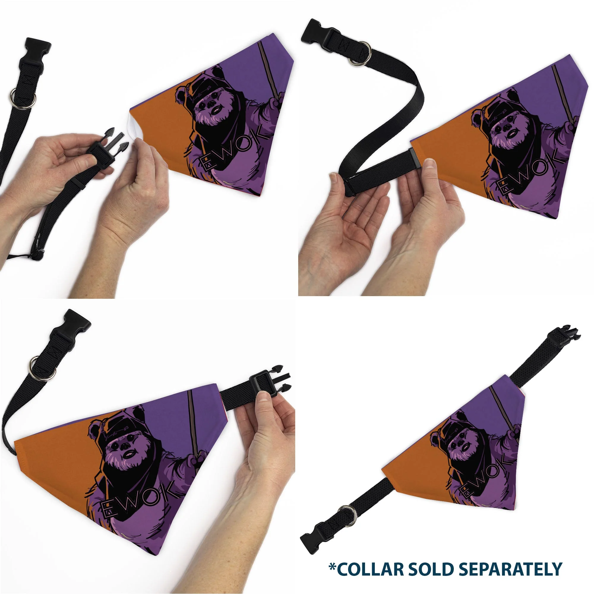 Pet Bandana - Star Wars EWOK Text and Wicket Pop Art Pose Orange/Purples/Black - Image 6