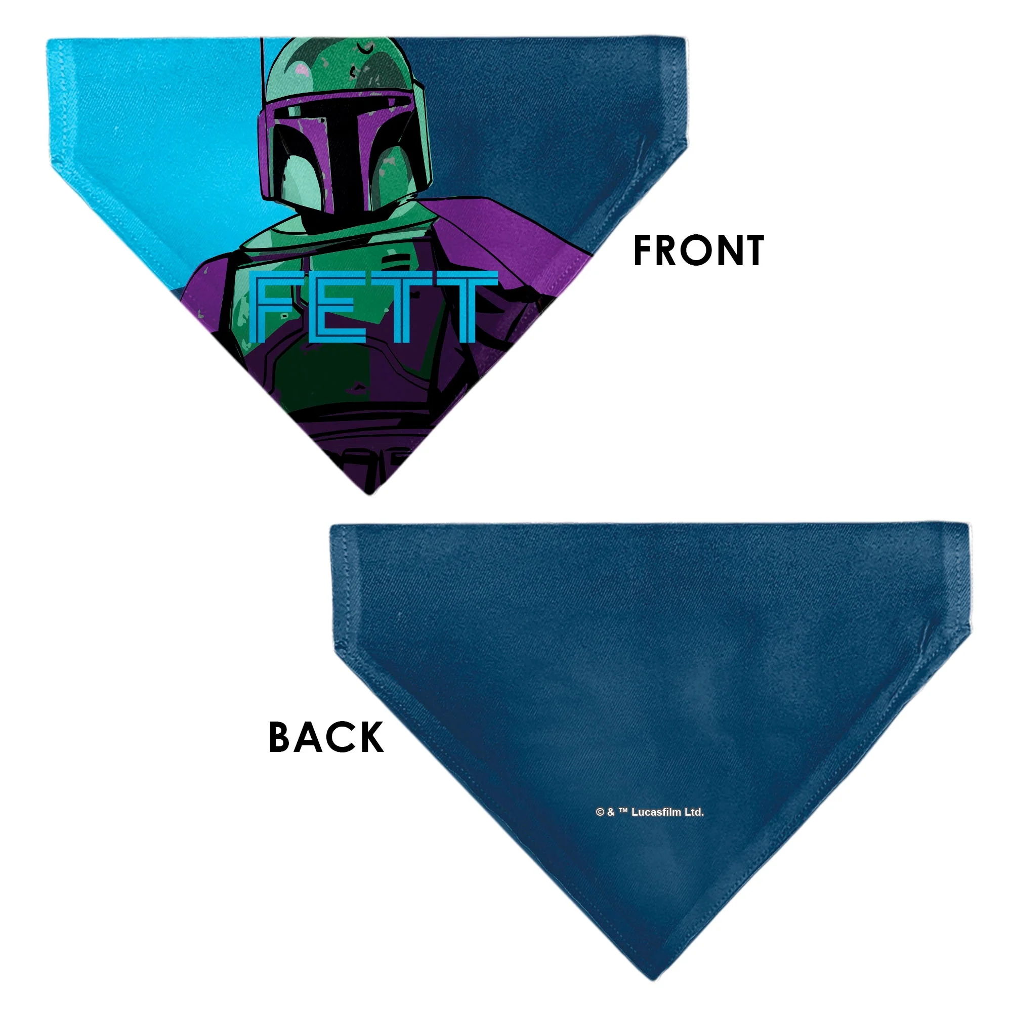 Pet Bandana - Star Wars FETT Text and Boba Fett Pop Art Pose Blues - Image 3