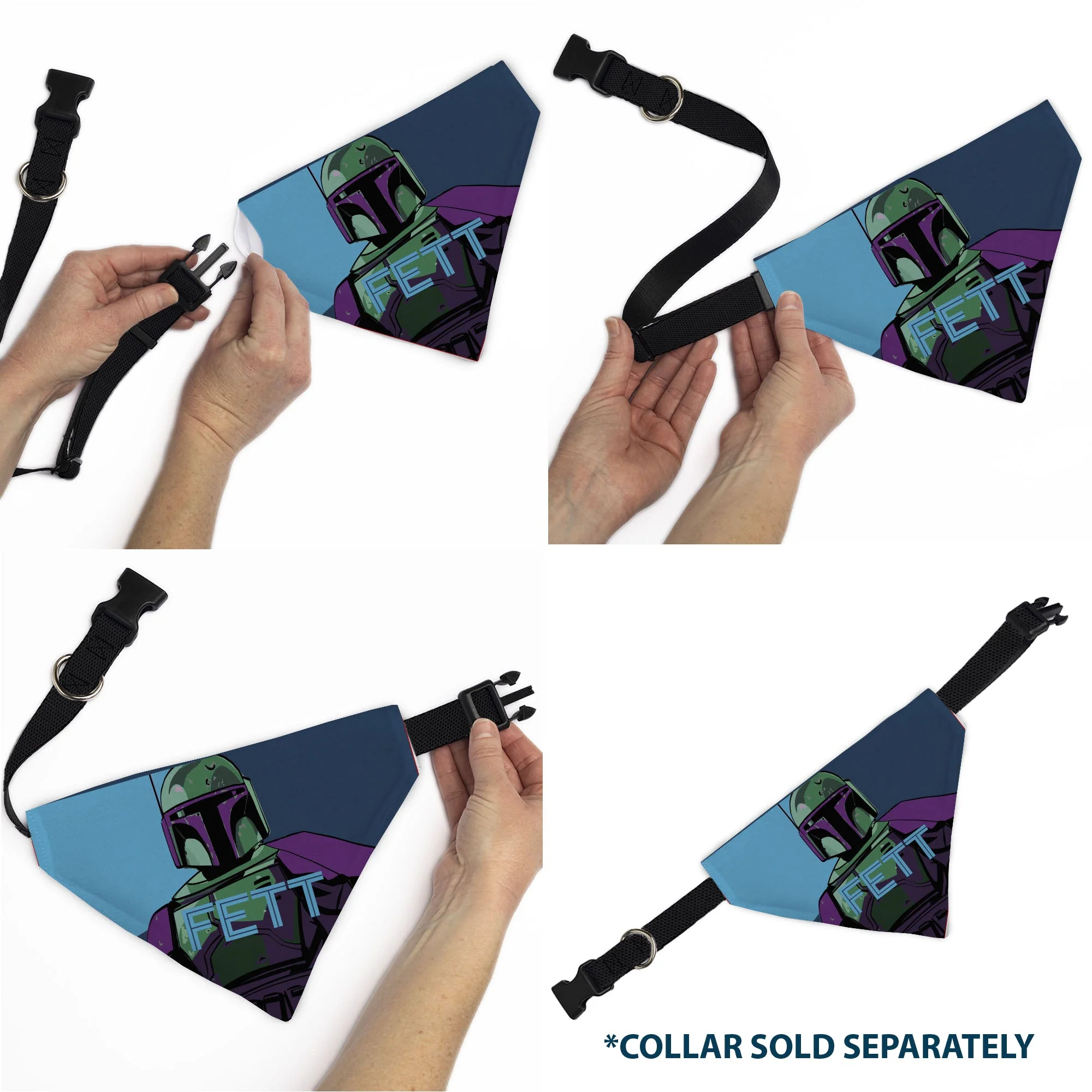 Pet Bandana - Star Wars FETT Text and Boba Fett Pop Art Pose Blues - Image 6