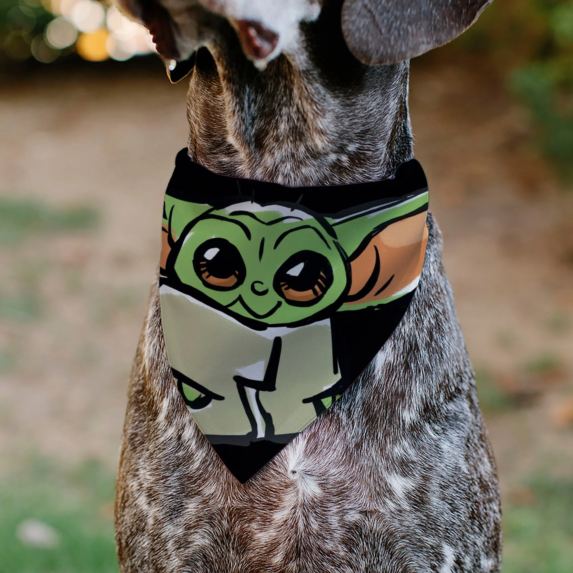 Pet Bandana - Star Wars Grogu Baby Yoda Smiling Impression Painting Black - Image 4