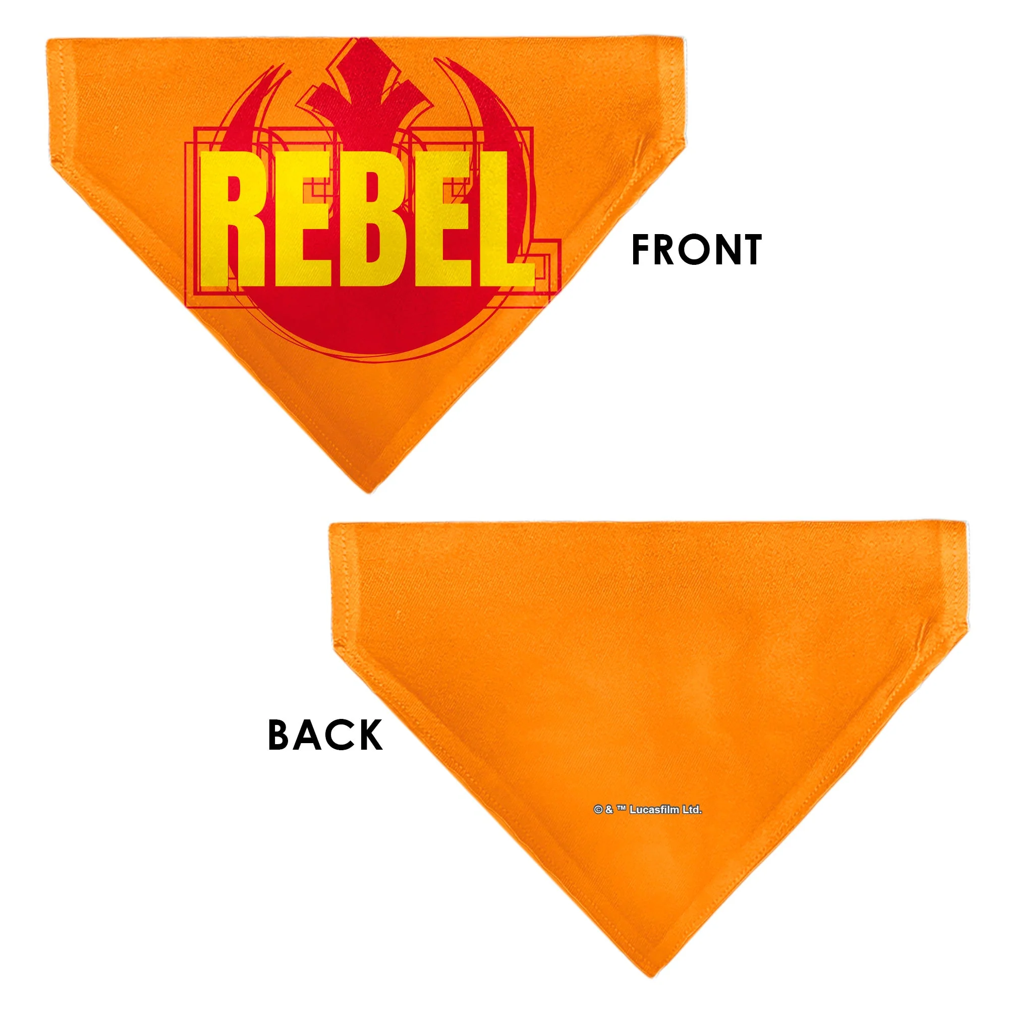 Pet Bandana - Star Wars REBEL Text and Rebel Alliance Insignia Orange/Red/Yellow - Image 3