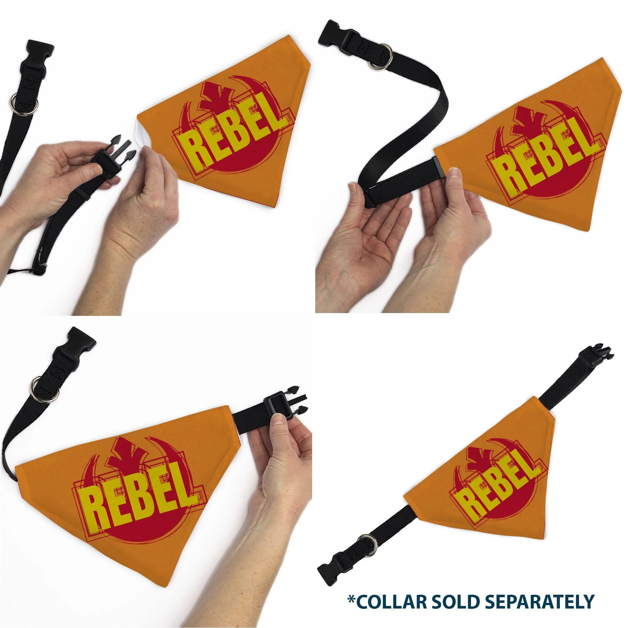 Pet Bandana - Star Wars REBEL Text and Rebel Alliance Insignia Orange/Red/Yellow - Image 6