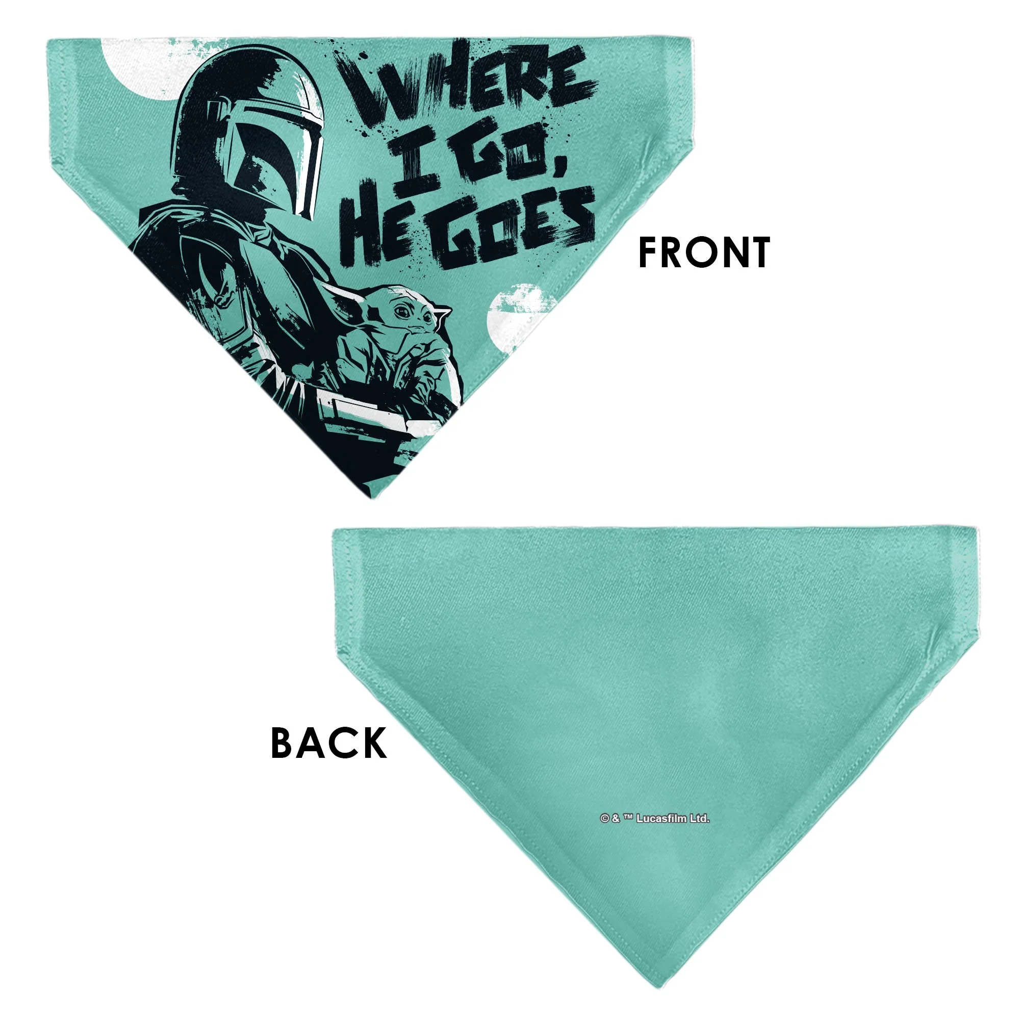 Pet Bandana - Star Wars The Madalorian and Grogu WHERE HE GOES I GO Pose Blue/Black - Image 3