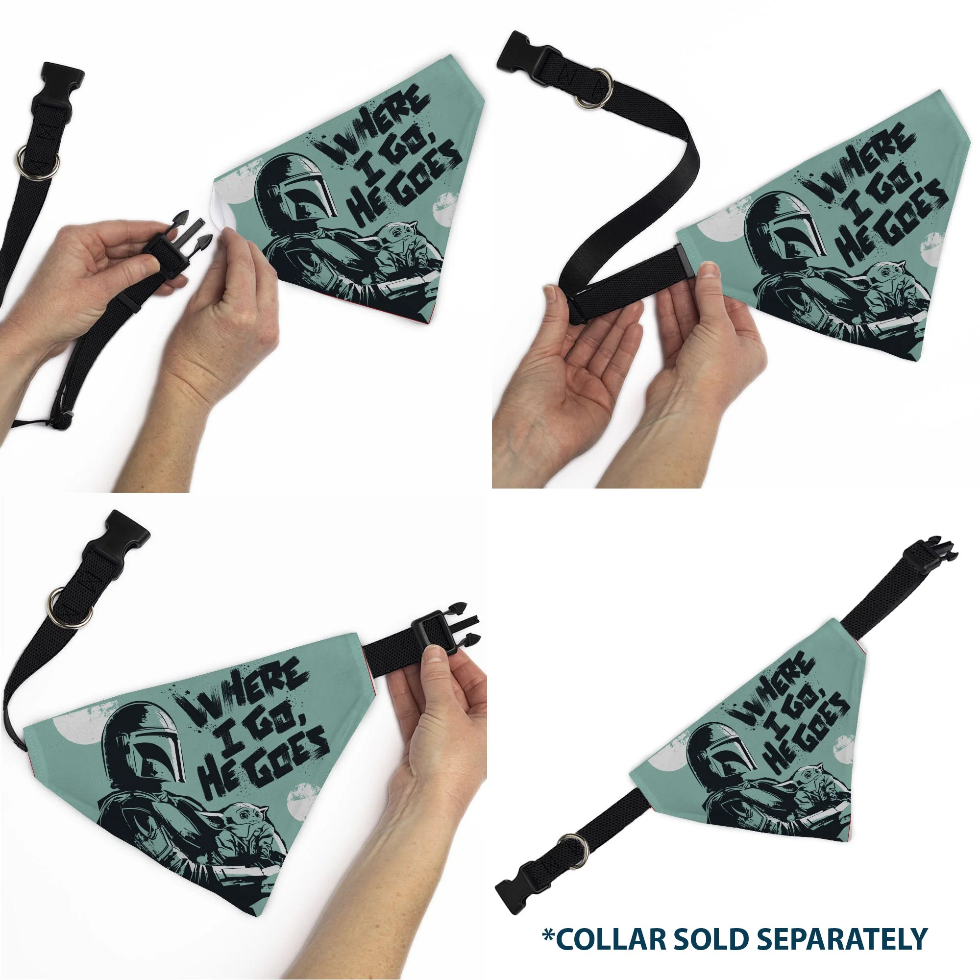 Pet Bandana - Star Wars The Madalorian and Grogu WHERE HE GOES I GO Pose Blue/Black - Image 6
