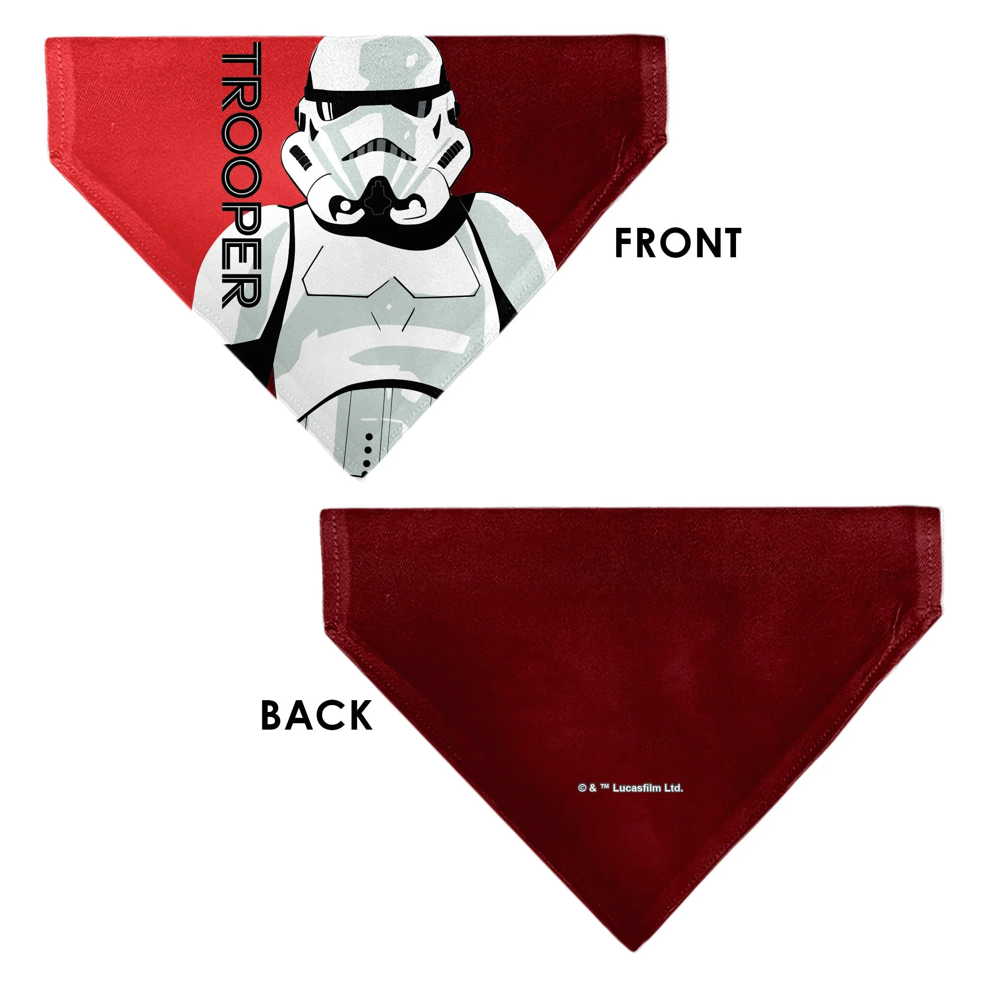 Pet Bandana - Star Wars TROOPER Text and Stormtrooper Pop Art Pose Reds/Black - Image 3
