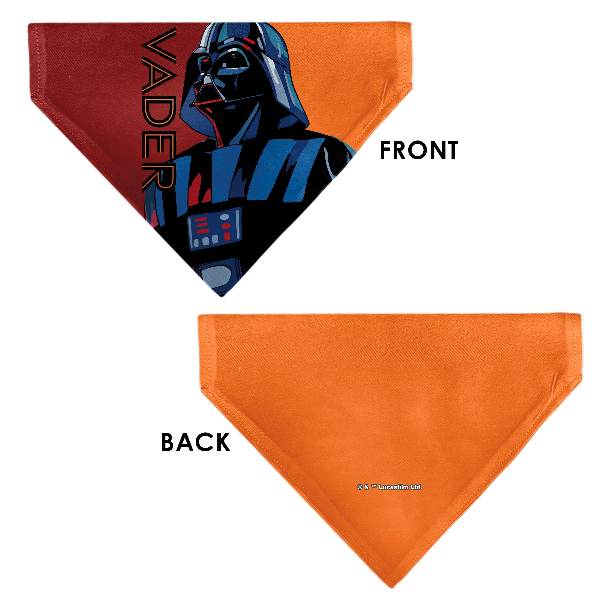 Pet Bandana - Star Wars VADER Text and Pop Art Pose Red/Orange/Black - Image 3