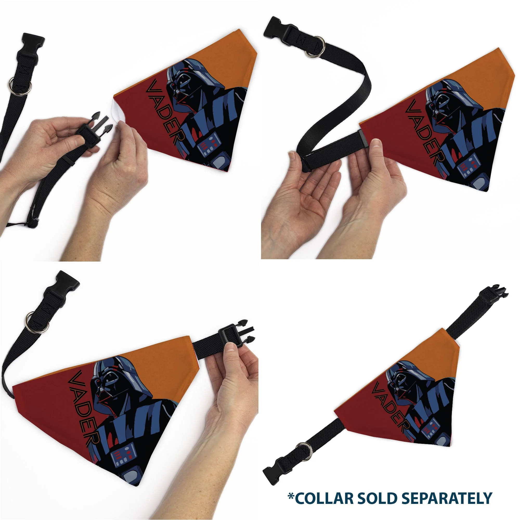 Pet Bandana - Star Wars VADER Text and Pop Art Pose Red/Orange/Black - Image 6