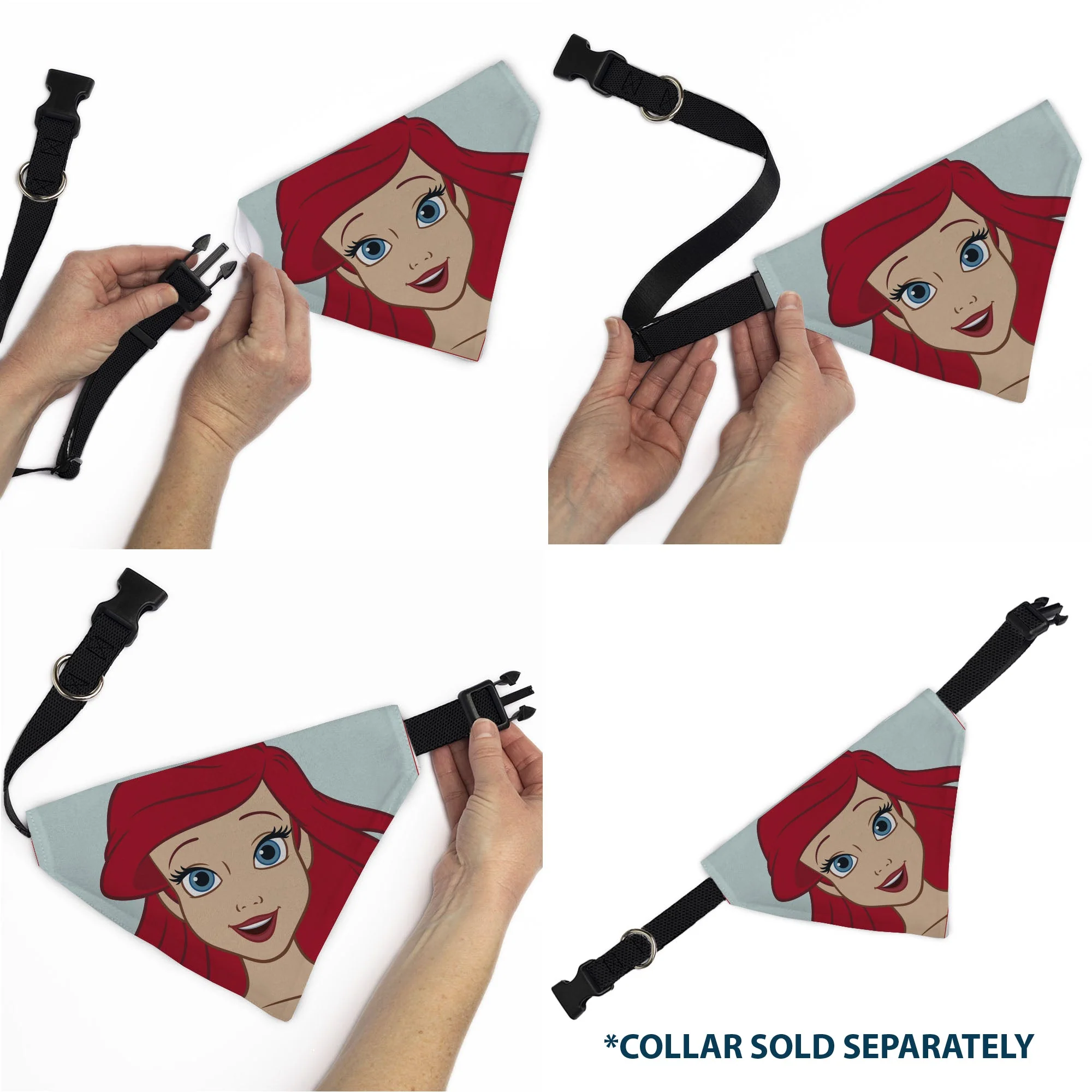 Pet Bandana - The Little Mermaid Ariel Face Close-Up Light Blue - Image 6