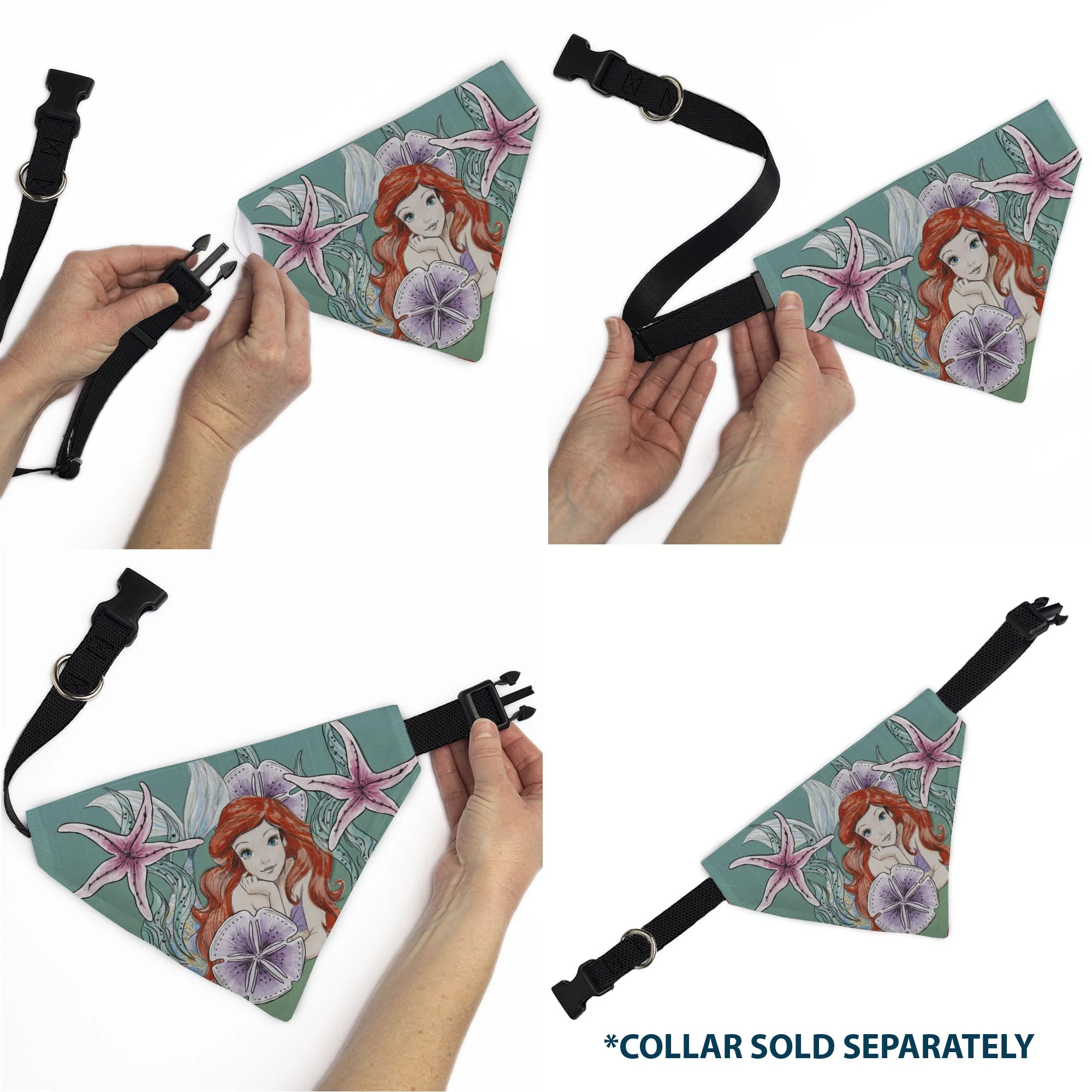 Pet Bandana - The Little Mermaid Ariel Pose and Shells Sketch - Image 6