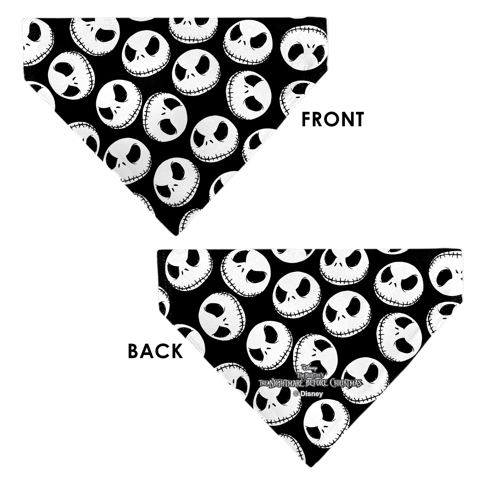 Pet Bandana - The Nightmare Before Christmas Jack Expressions Scattered Black/White - Image 3