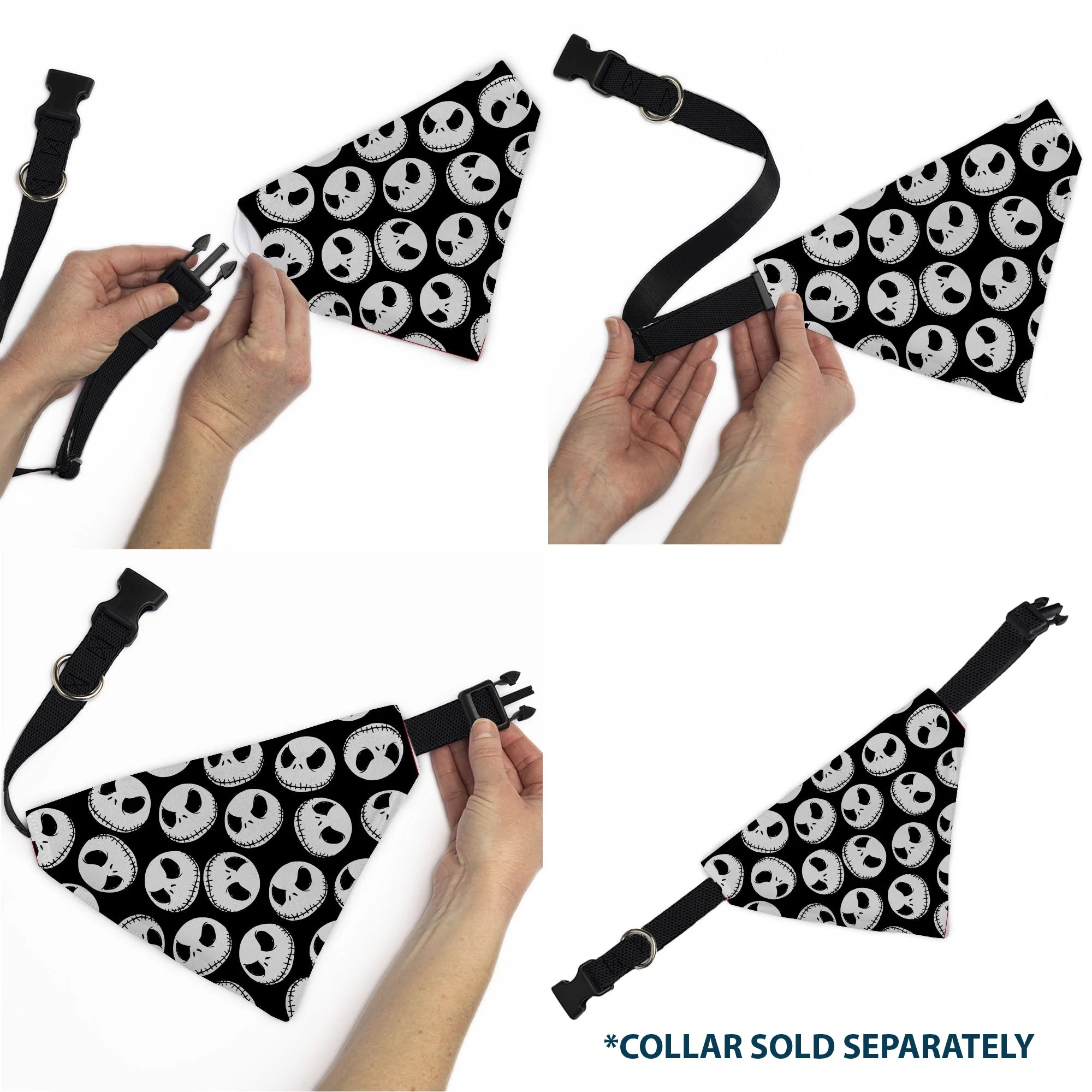 Pet Bandana - The Nightmare Before Christmas Jack Expressions Scattered Black/White - Image 6