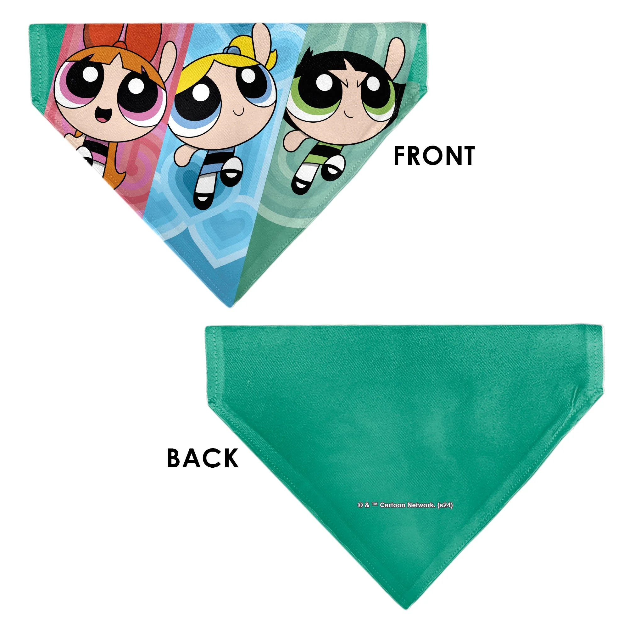 Pet Bandana - The Powerpuff Girls Flight Pose Pinks/Blues/Greens - Image 3
