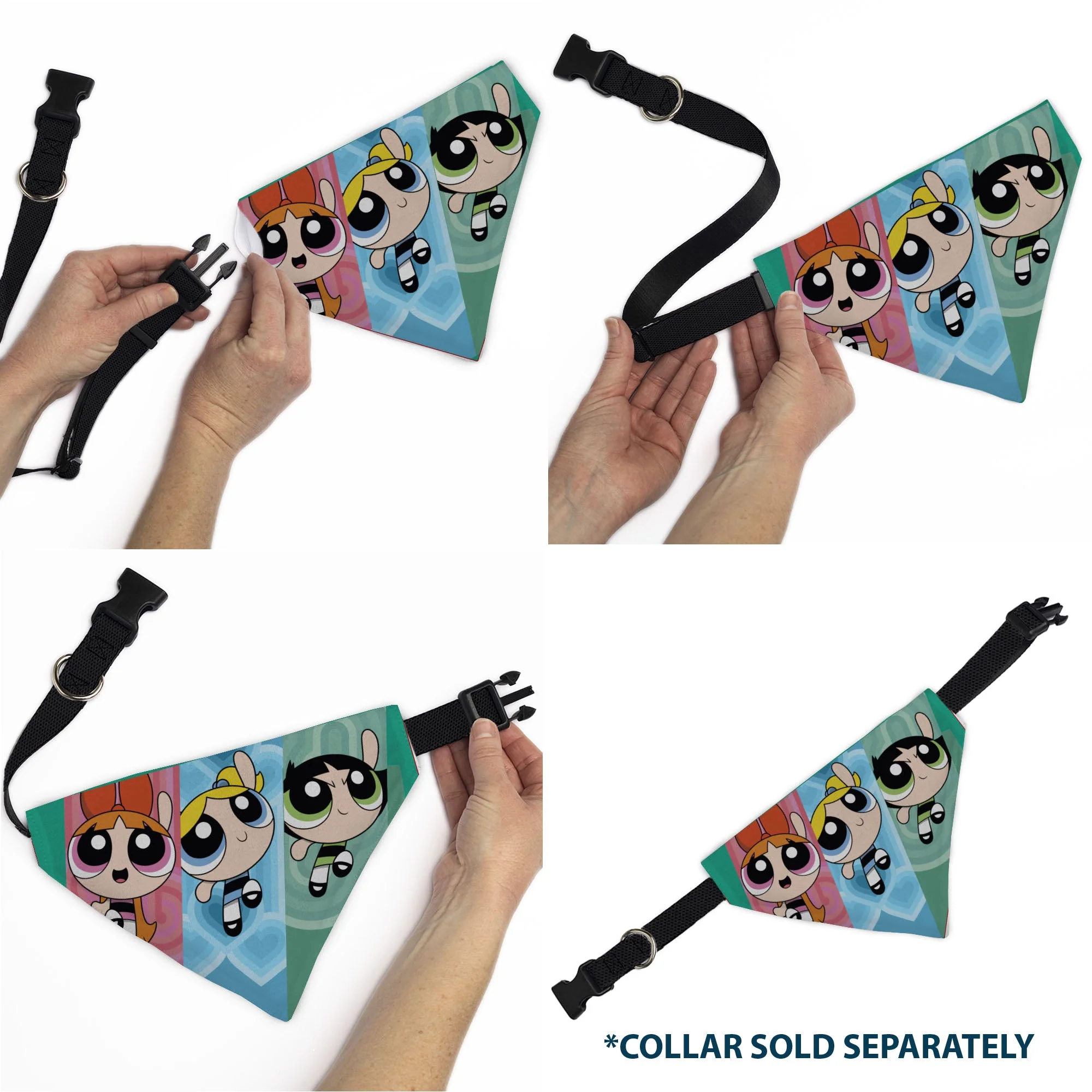Pet Bandana - The Powerpuff Girls Flight Pose Pinks/Blues/Greens - Image 6