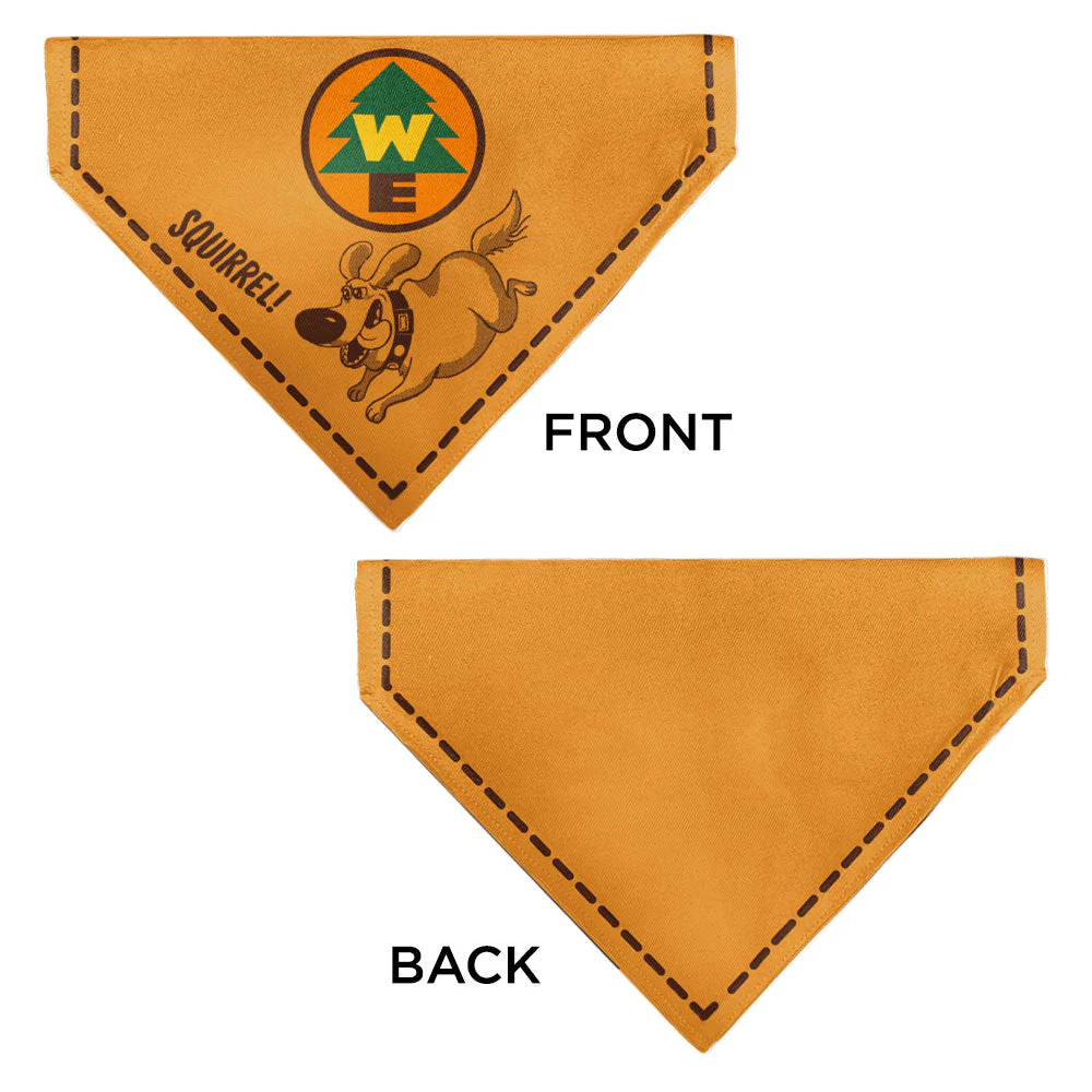Pet Bandana - Up Dug SQUIRREL Pose and Wilderness Explorer Badge Orange - Image 3