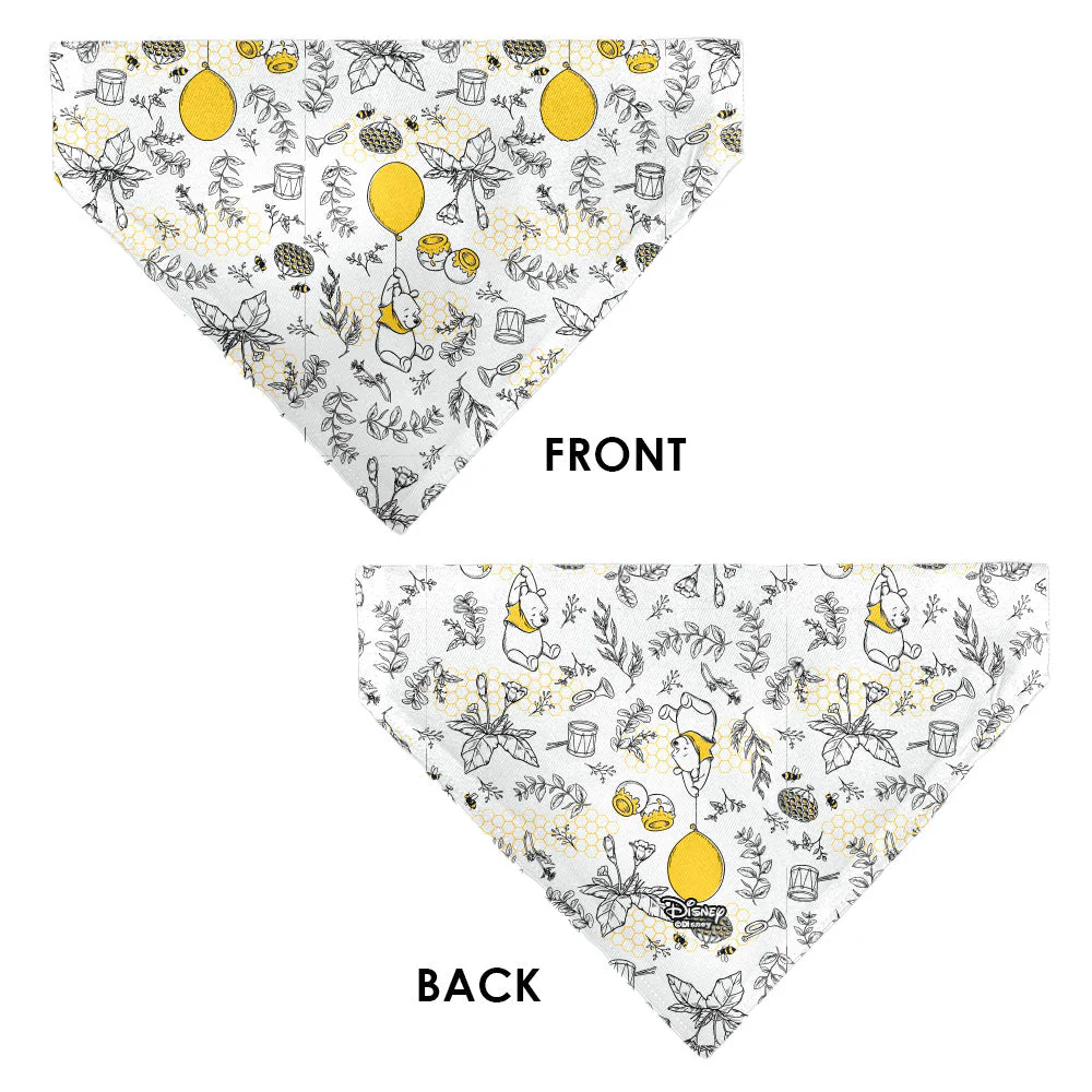 Pet Bandana - Winnie the Pooh Balloon Pose and Foliage Collage Beige/Black/Yellows - Image 3