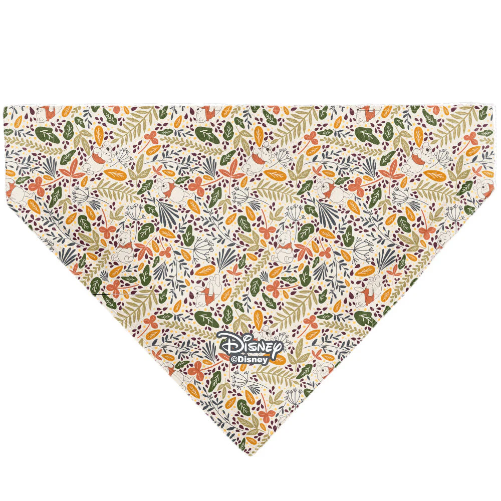 Pet Bandana - Winnie the Pooh Smiling Face/Foliage Collage Beige/Green/Orange/Yellow - Image 2