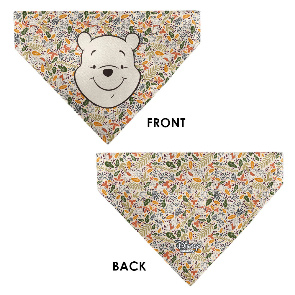 Pet Bandana - Winnie the Pooh Smiling Face/Foliage Collage Beige/Green/Orange/Yellow - Image 3