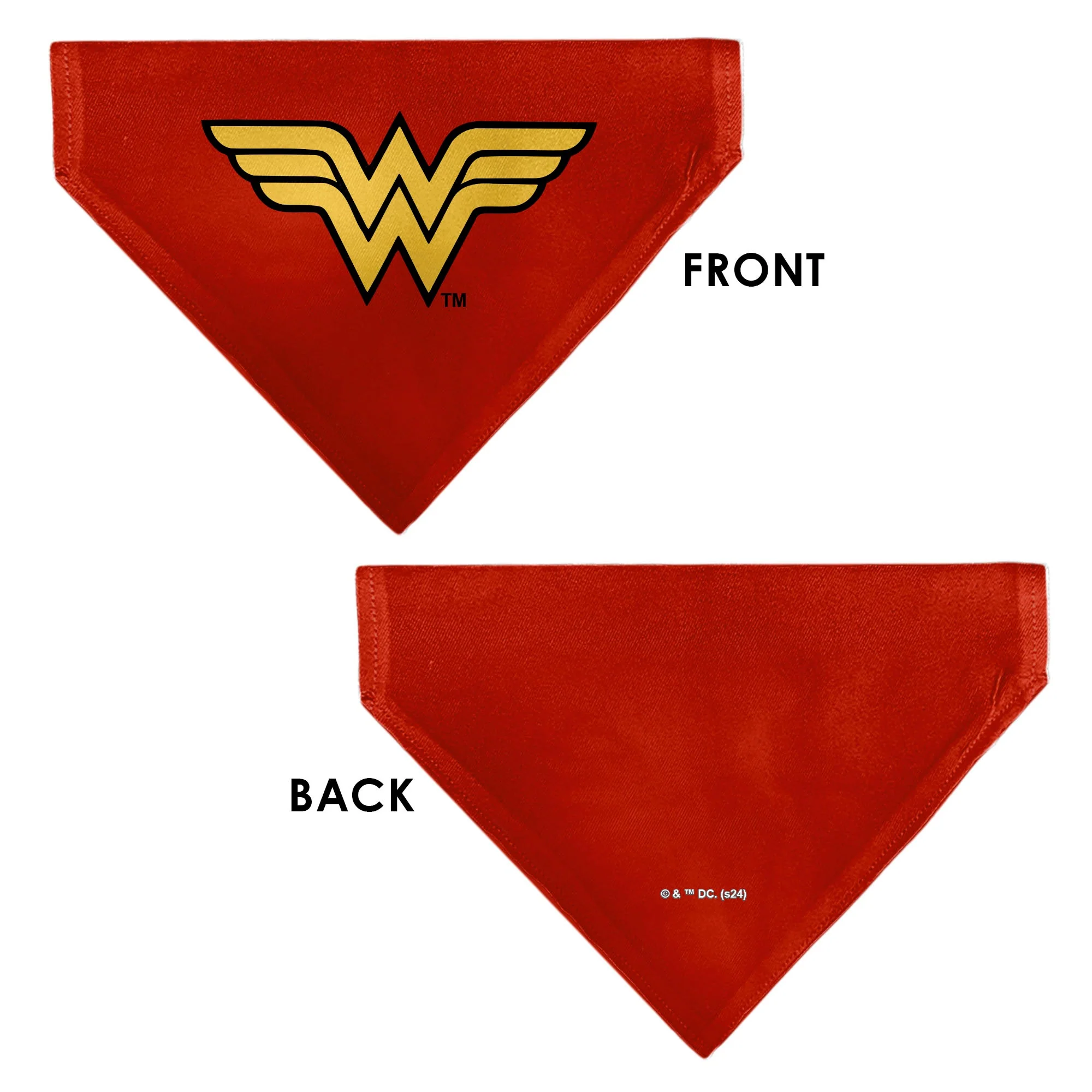 Pet Bandana - Wonder Woman WW Logo Red/Black/Yellow - Image 3