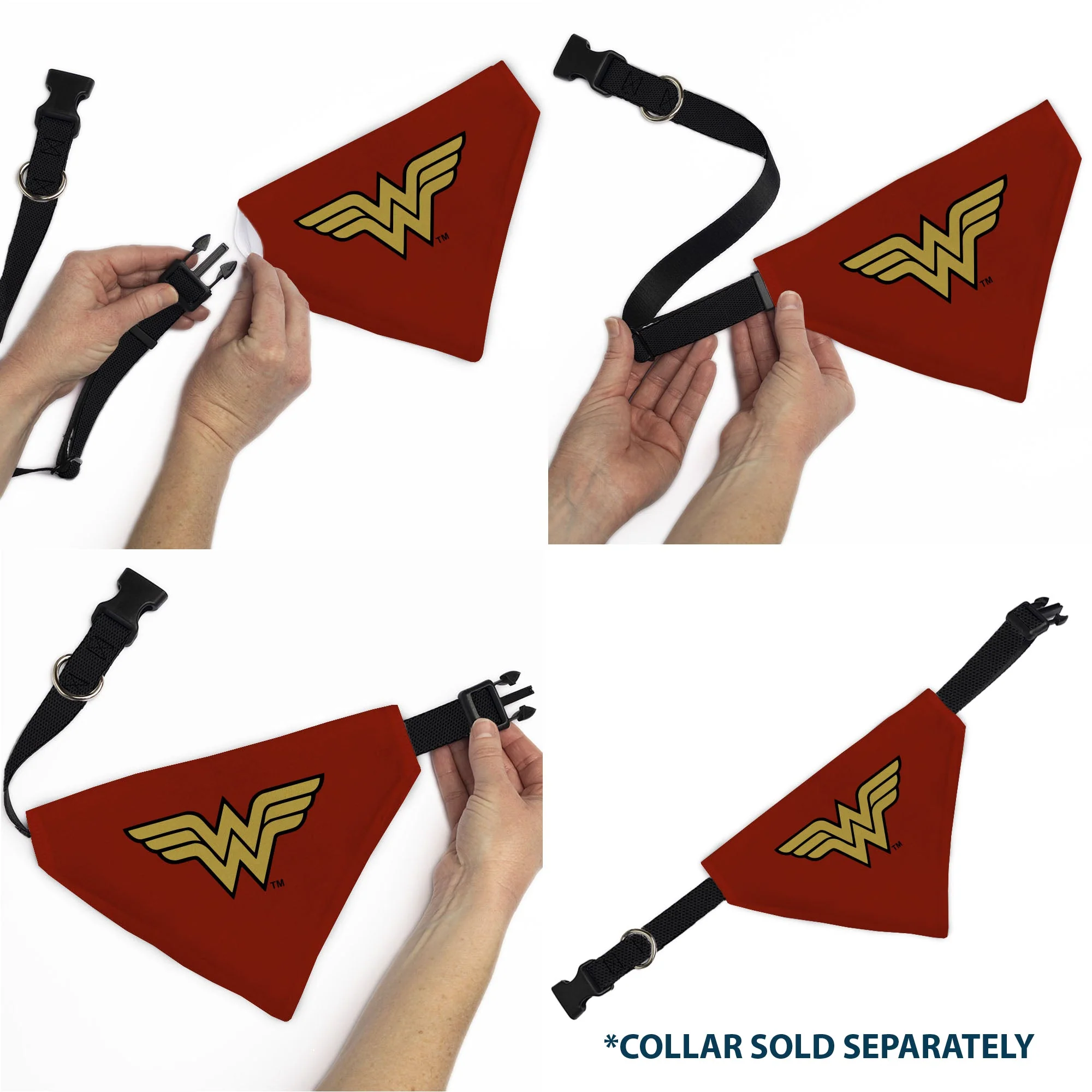 Pet Bandana - Wonder Woman WW Logo Red/Black/Yellow - Image 6