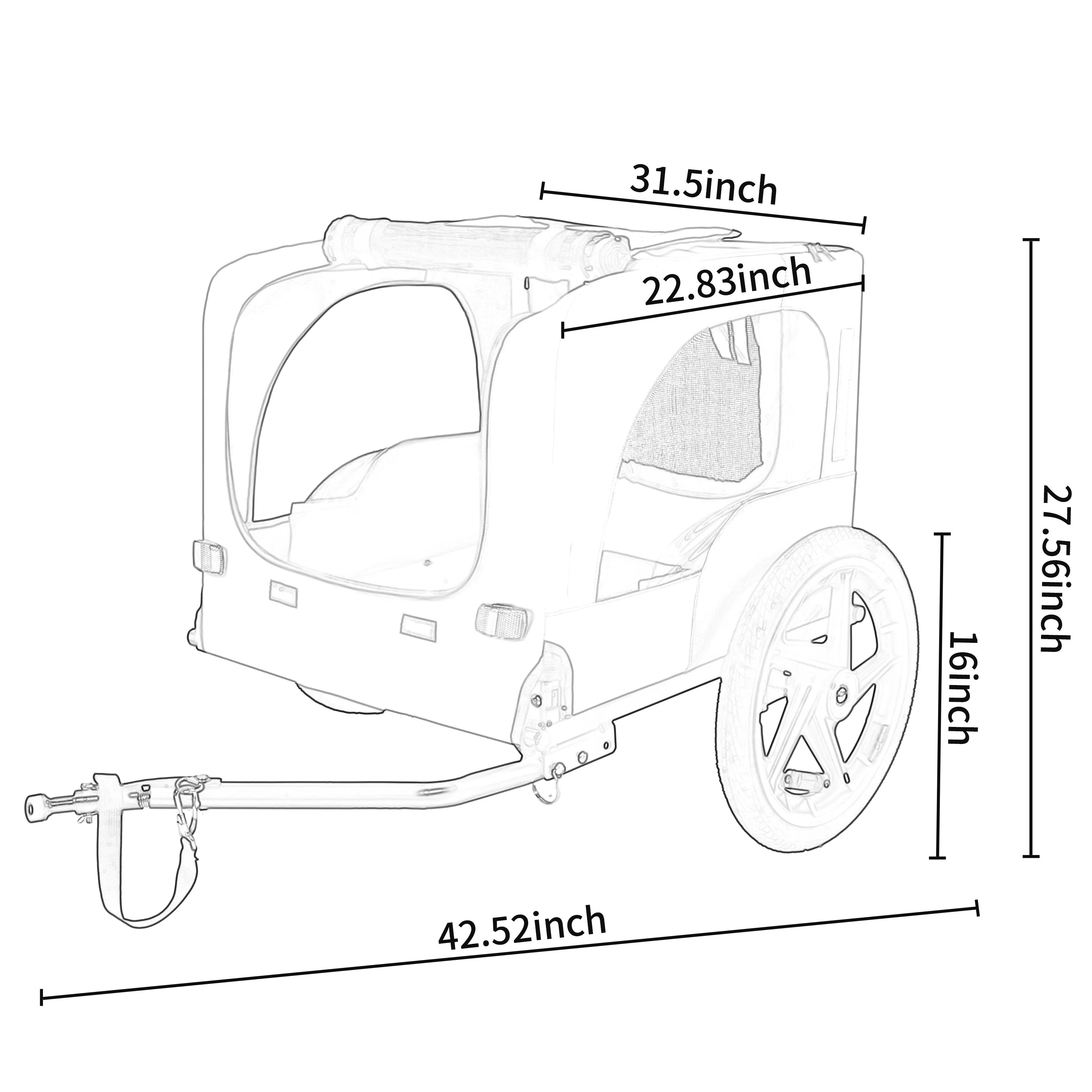Pet Bike Trailer Dog Cart for Bicycle, Suitable for Small and Medium Pets, Easy Folding Cart Frame, Quick Release Wheel, Non-Slip Floor, Internal Leash - Image 20