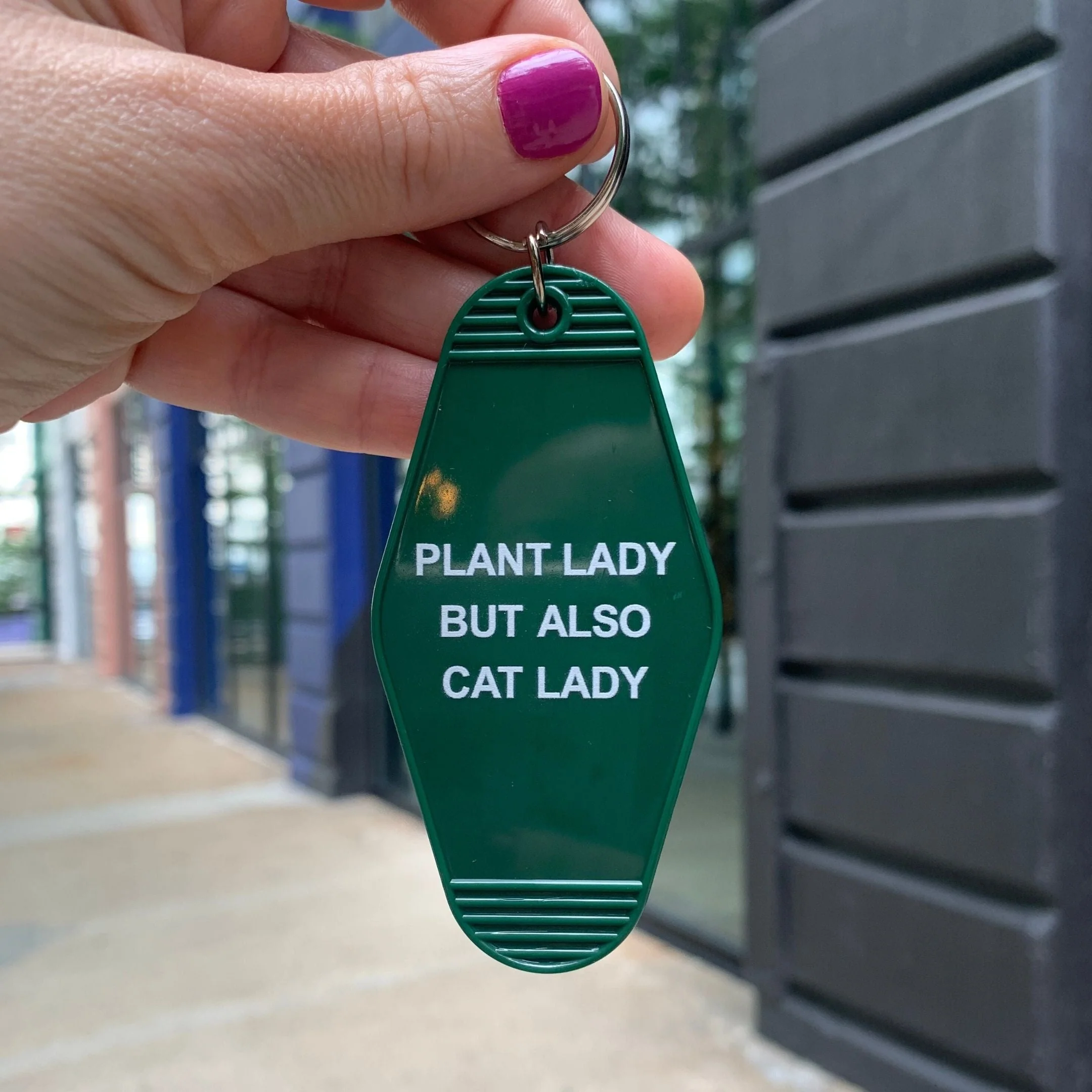 Plant Lady But Also Cat Lady Motel Style Keychain | GB x Catnip Crazed - Image 2