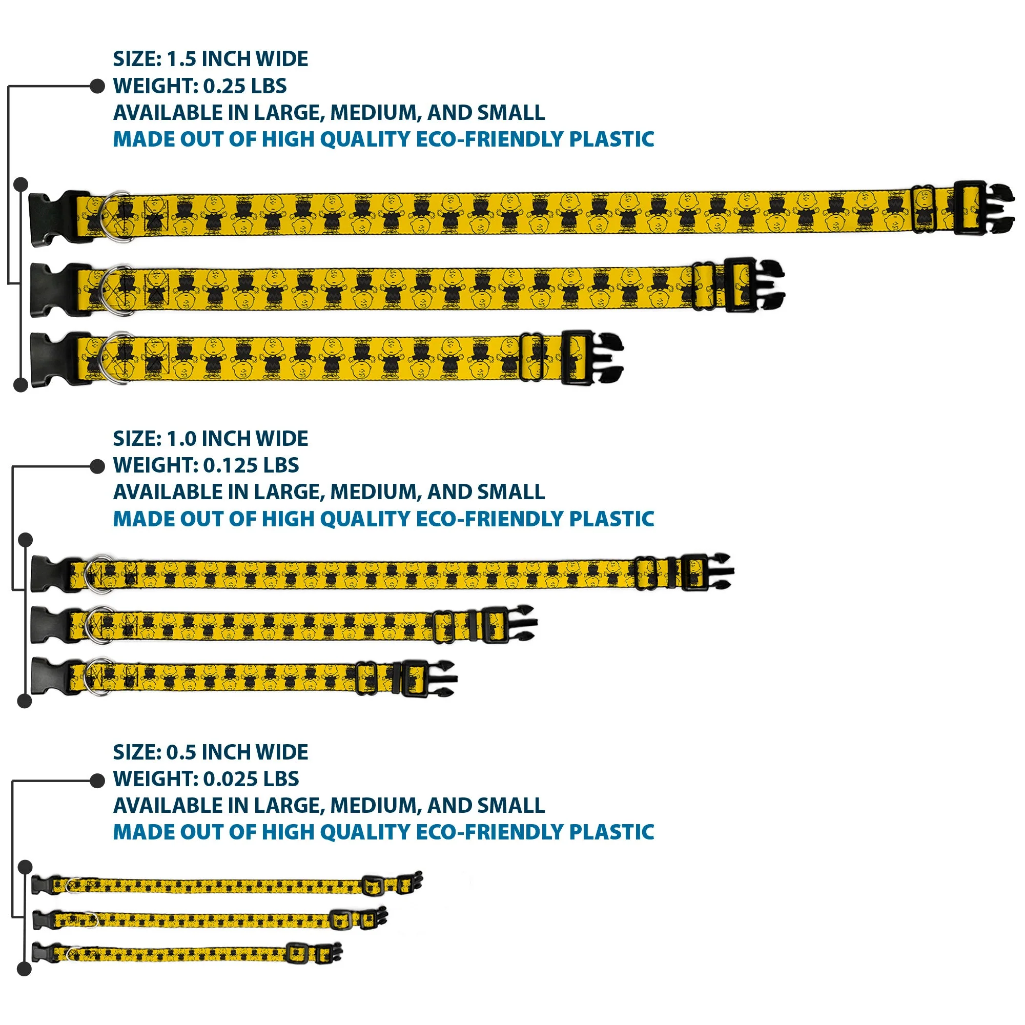 Plastic Clip Collar - Peanuts Charlie Brown Pose Flip Yellow/Black - Image 3