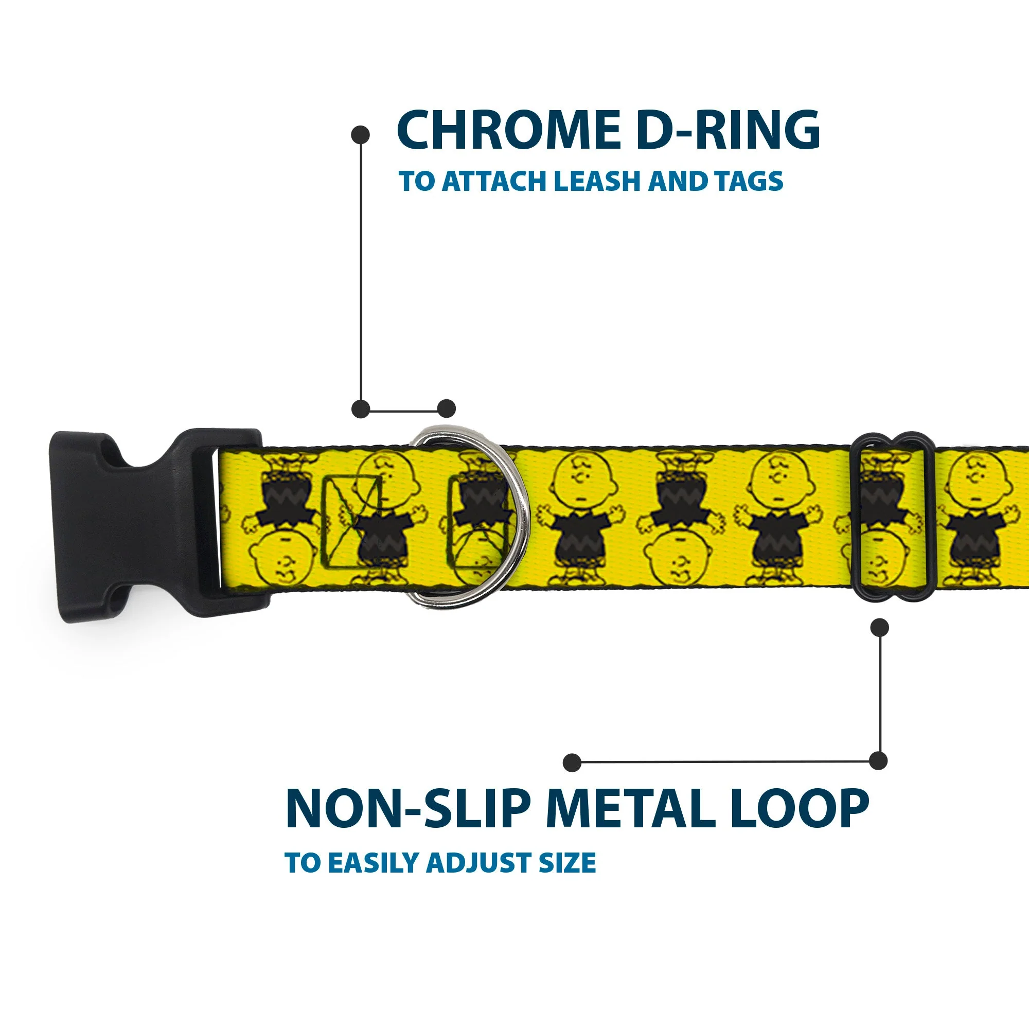 Plastic Clip Collar - Peanuts Charlie Brown Pose Flip Yellow/Black - Image 5