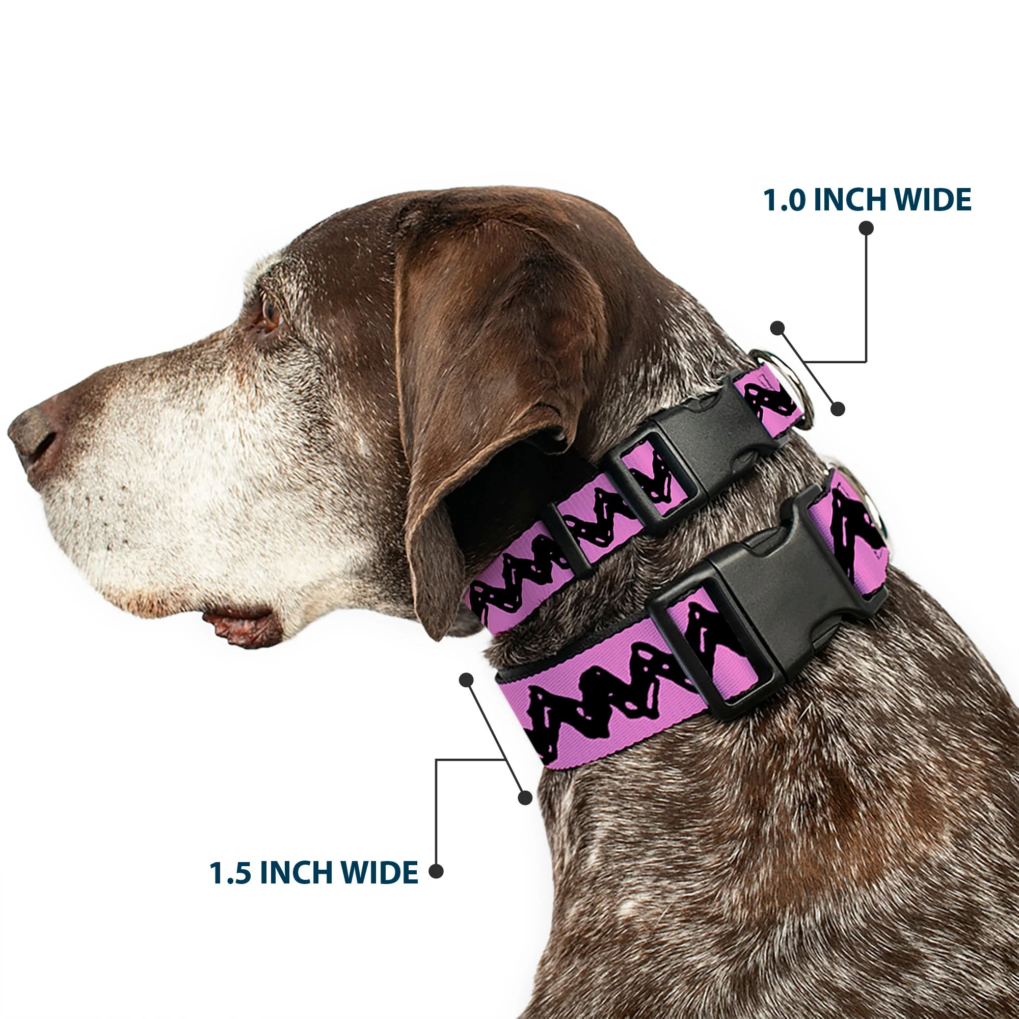 Plastic Clip Collar - Peanuts Charlie Brown Zig Zag Stripe Pink/Black - Image 2