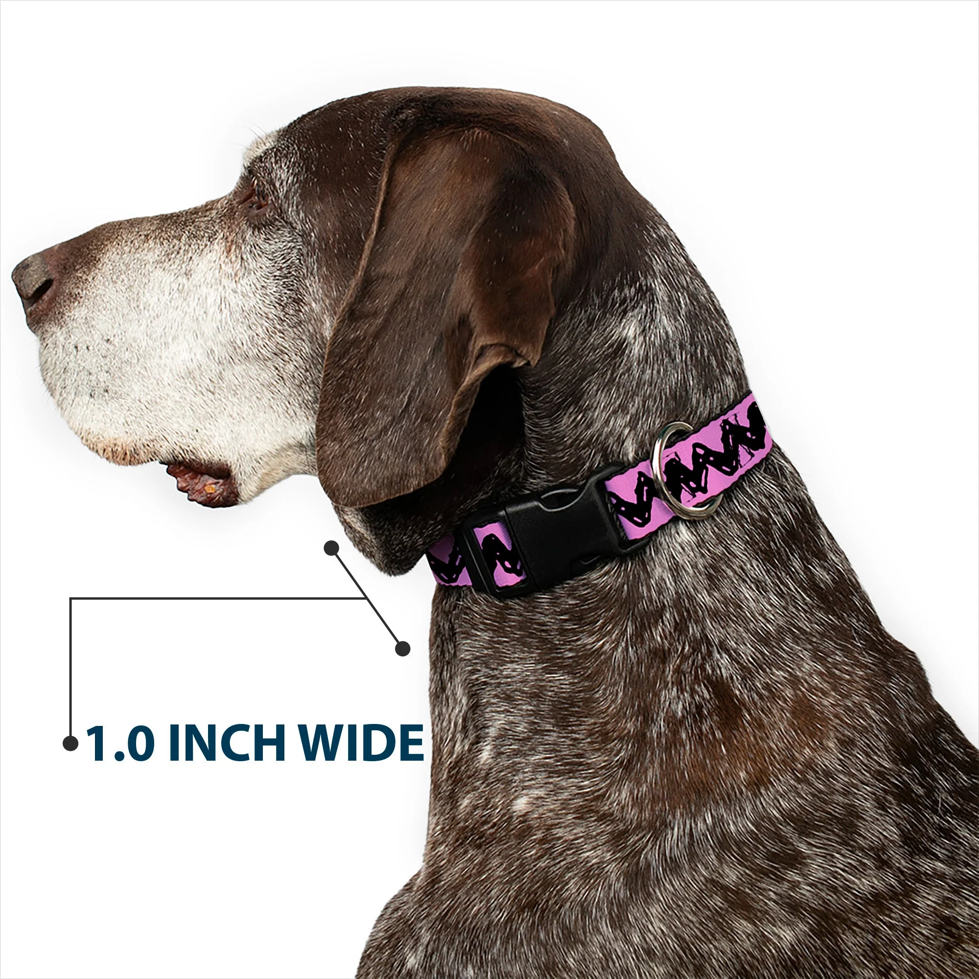 Plastic Clip Collar - Peanuts Charlie Brown Zig Zag Stripe Pink/Black - Image 6