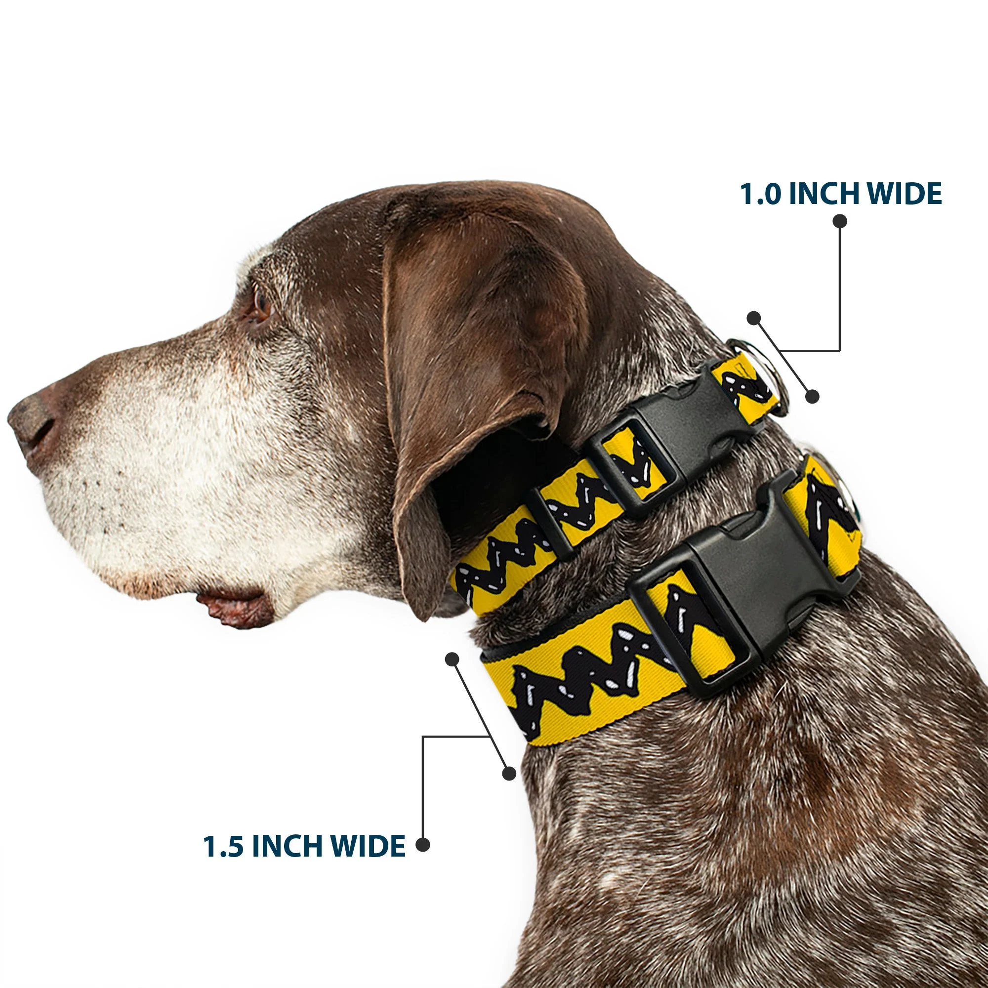 Plastic Clip Collar - Peanuts Charlie Brown Zig Zag Stripe Yellow/Black - Image 2