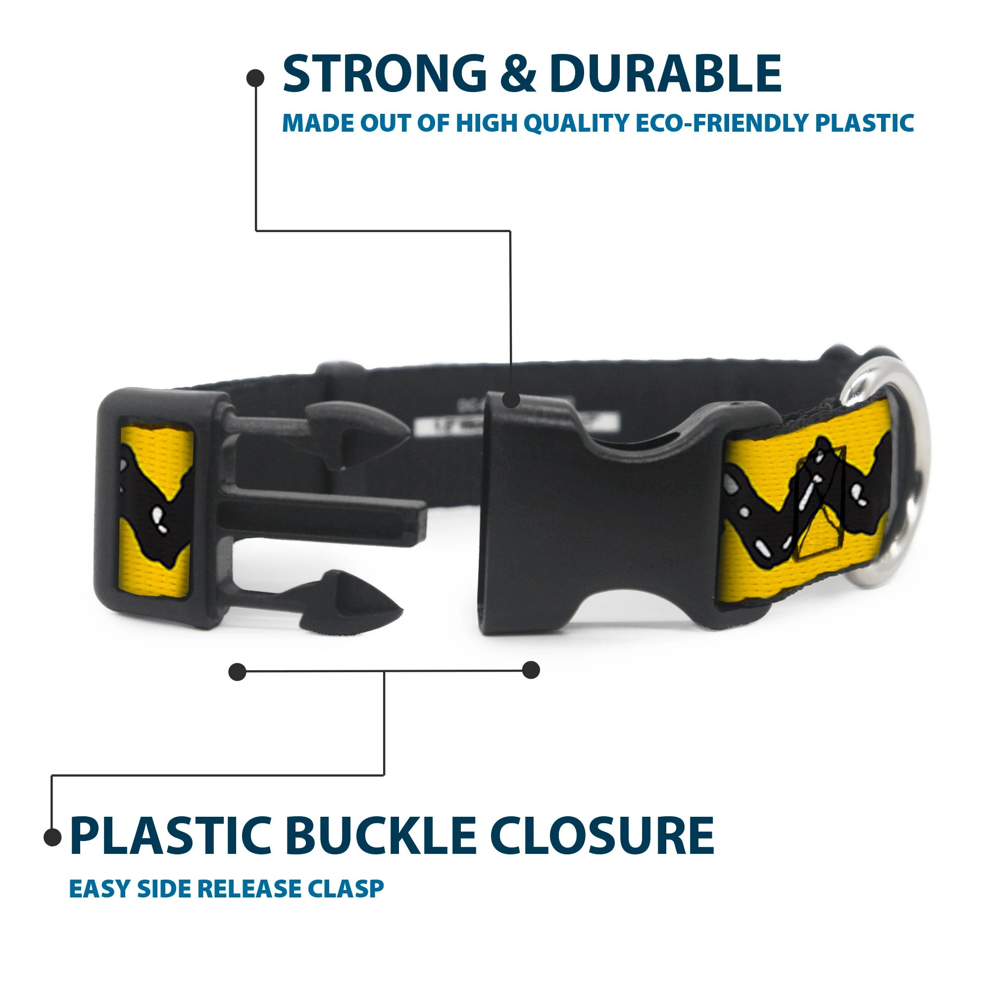 Plastic Clip Collar - Peanuts Charlie Brown Zig Zag Stripe Yellow/Black - Image 4