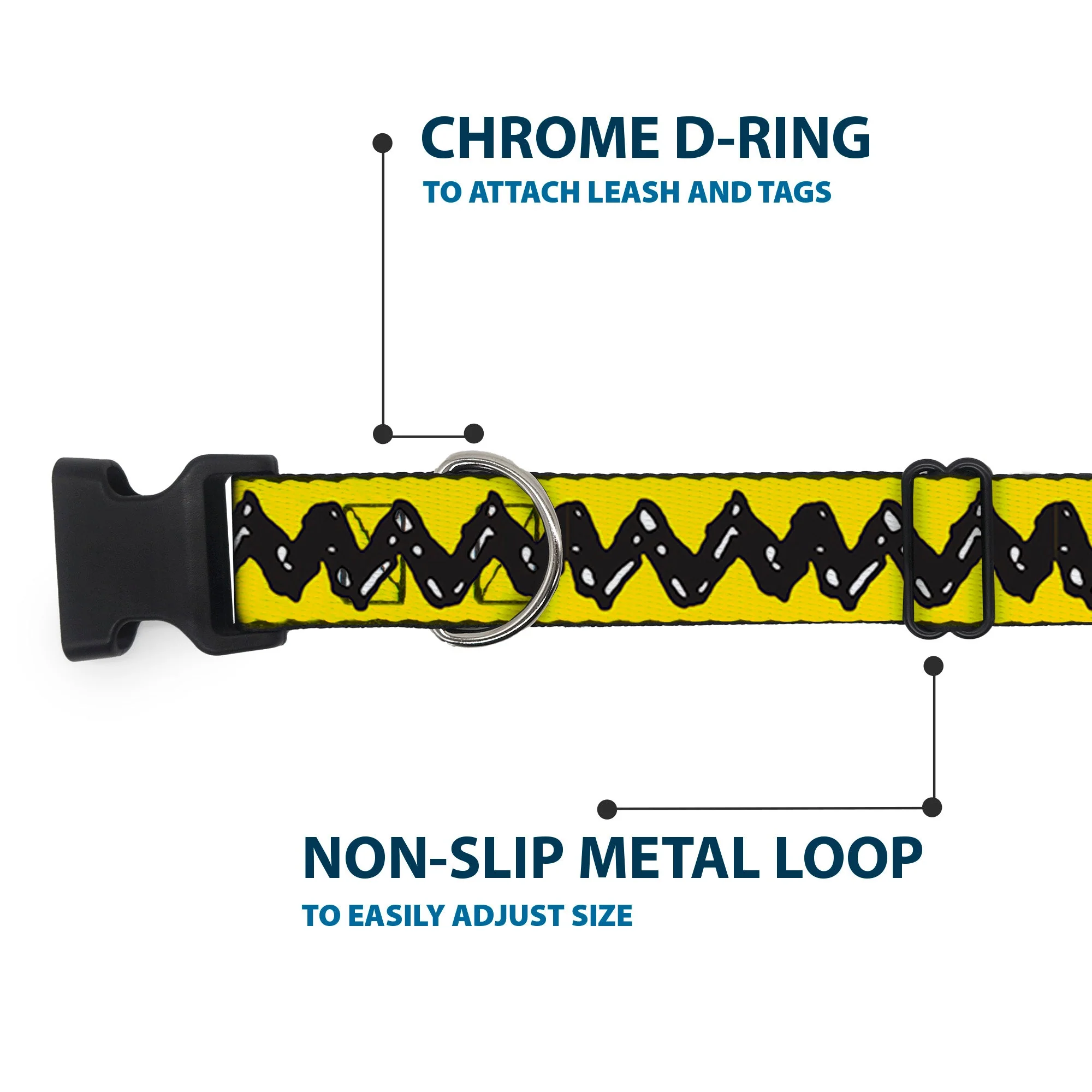 Plastic Clip Collar - Peanuts Charlie Brown Zig Zag Stripe Yellow/Black - Image 5