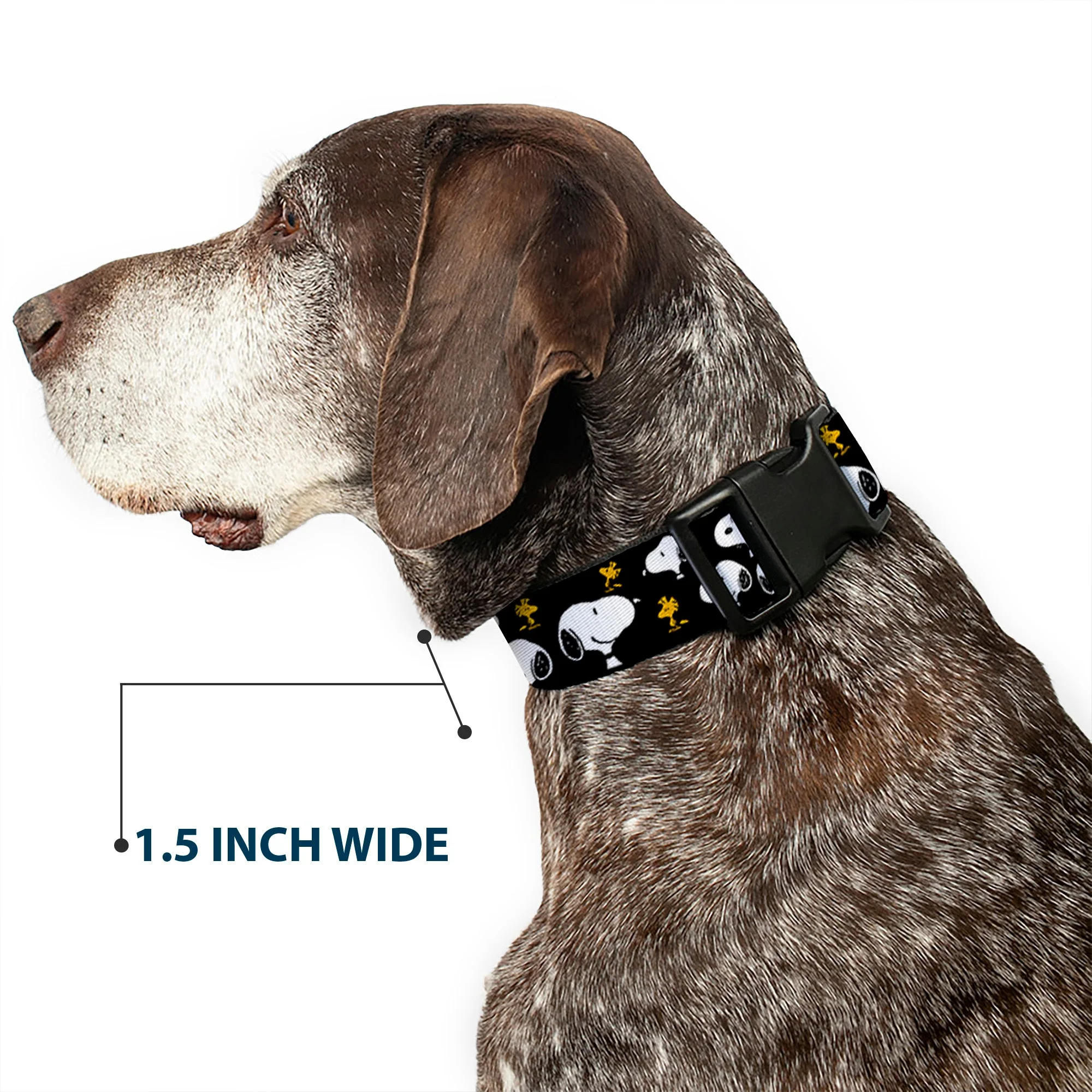 Plastic Clip Collar - Peanuts Snoopy and Woodstock Poses Scattered Black - Image 7