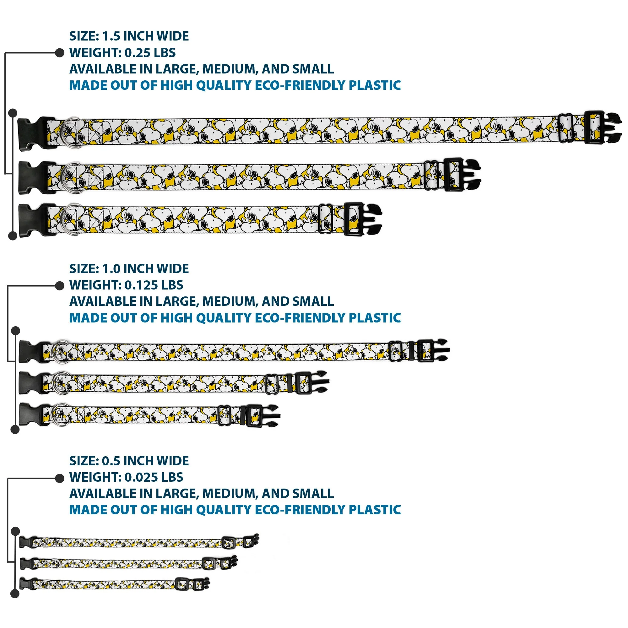 Plastic Clip Collar - Peanuts Snoopy Pose Stacked Yellow - Image 3