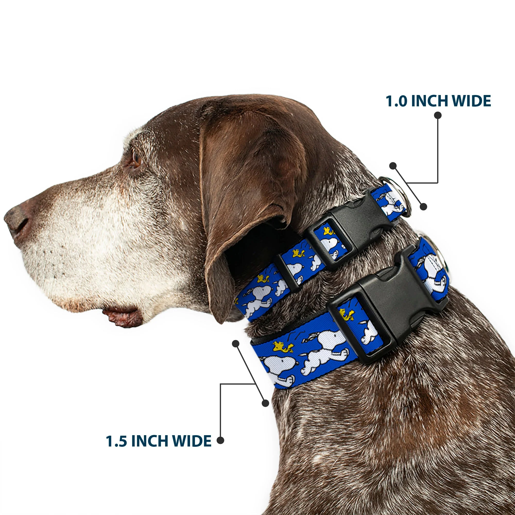 Plastic Clip Collar - Peanuts Snoopy Running and Woodstock Pose Blue - Image 2