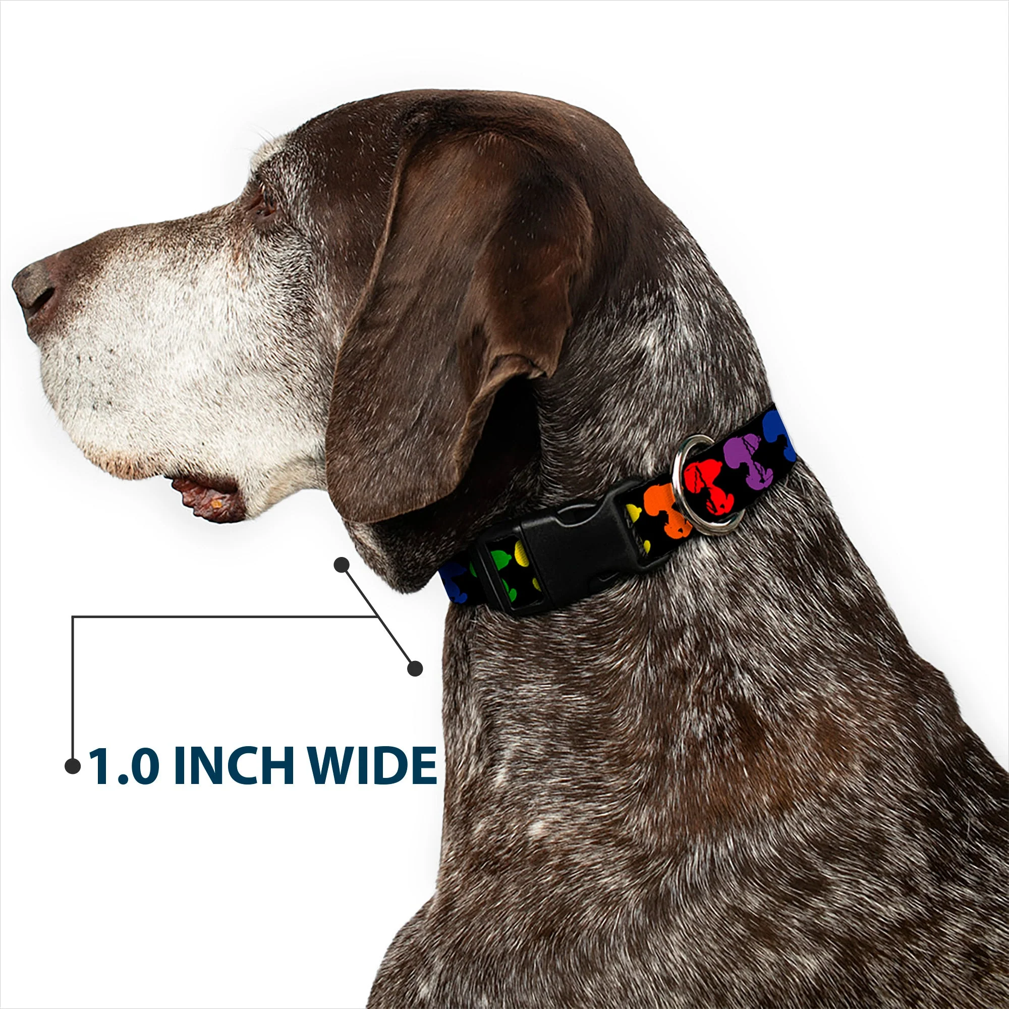 Plastic Clip Collar - Peanuts Snoopy Silhoutte Pose Black/Rainbow Multi Color - Image 6
