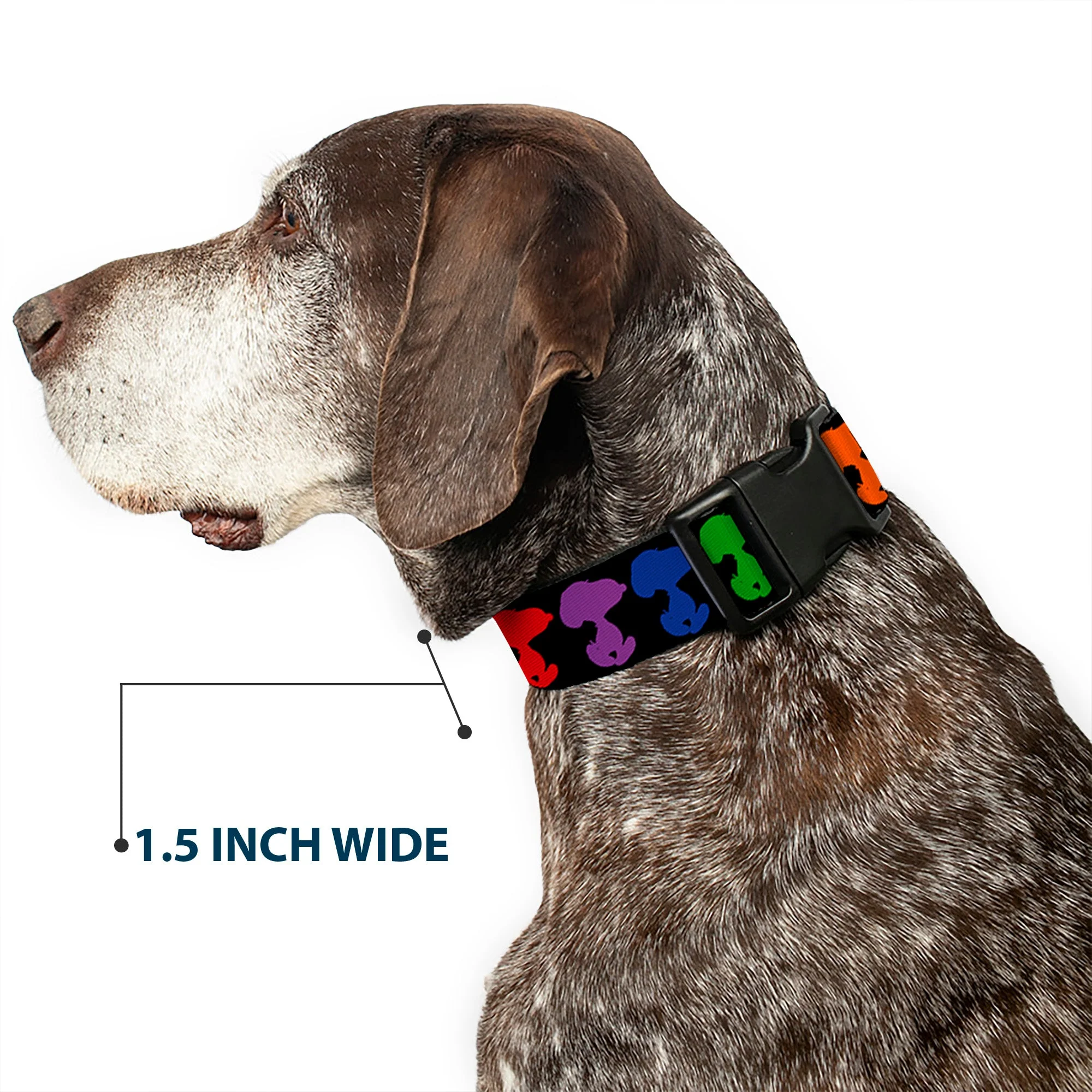 Plastic Clip Collar - Peanuts Snoopy Silhoutte Pose Black/Rainbow Multi Color - Image 7