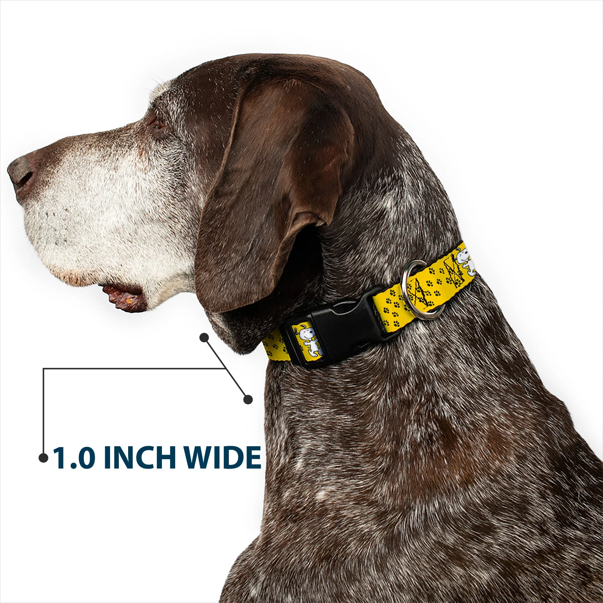 Plastic Clip Collar - Peanuts Snoopy Smiling Pose/Paw Print Yellow/Black/White - Image 6