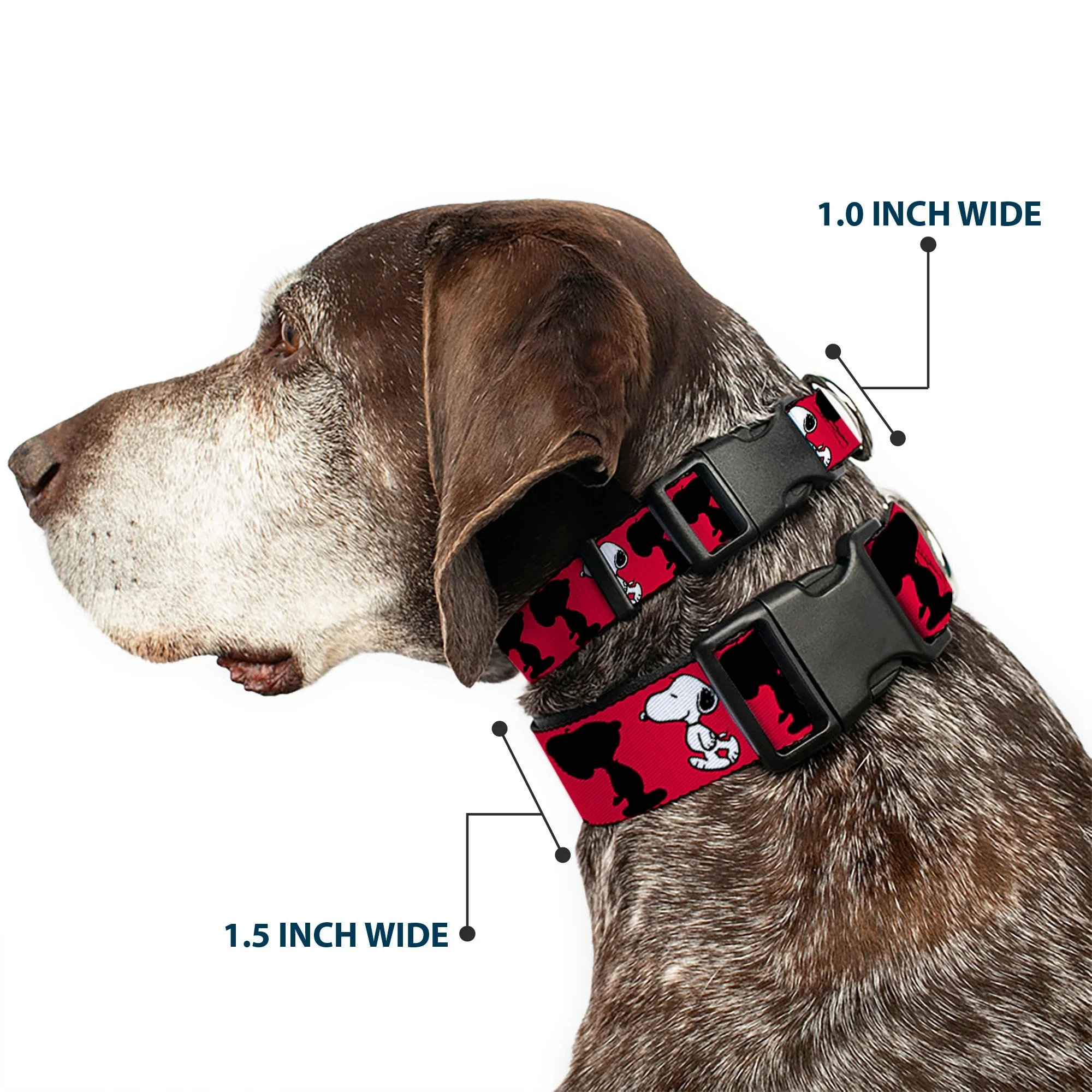 Plastic Clip Collar - Peanuts Snoopy Walking/Silhouette Pose Red/Black/White - Image 2